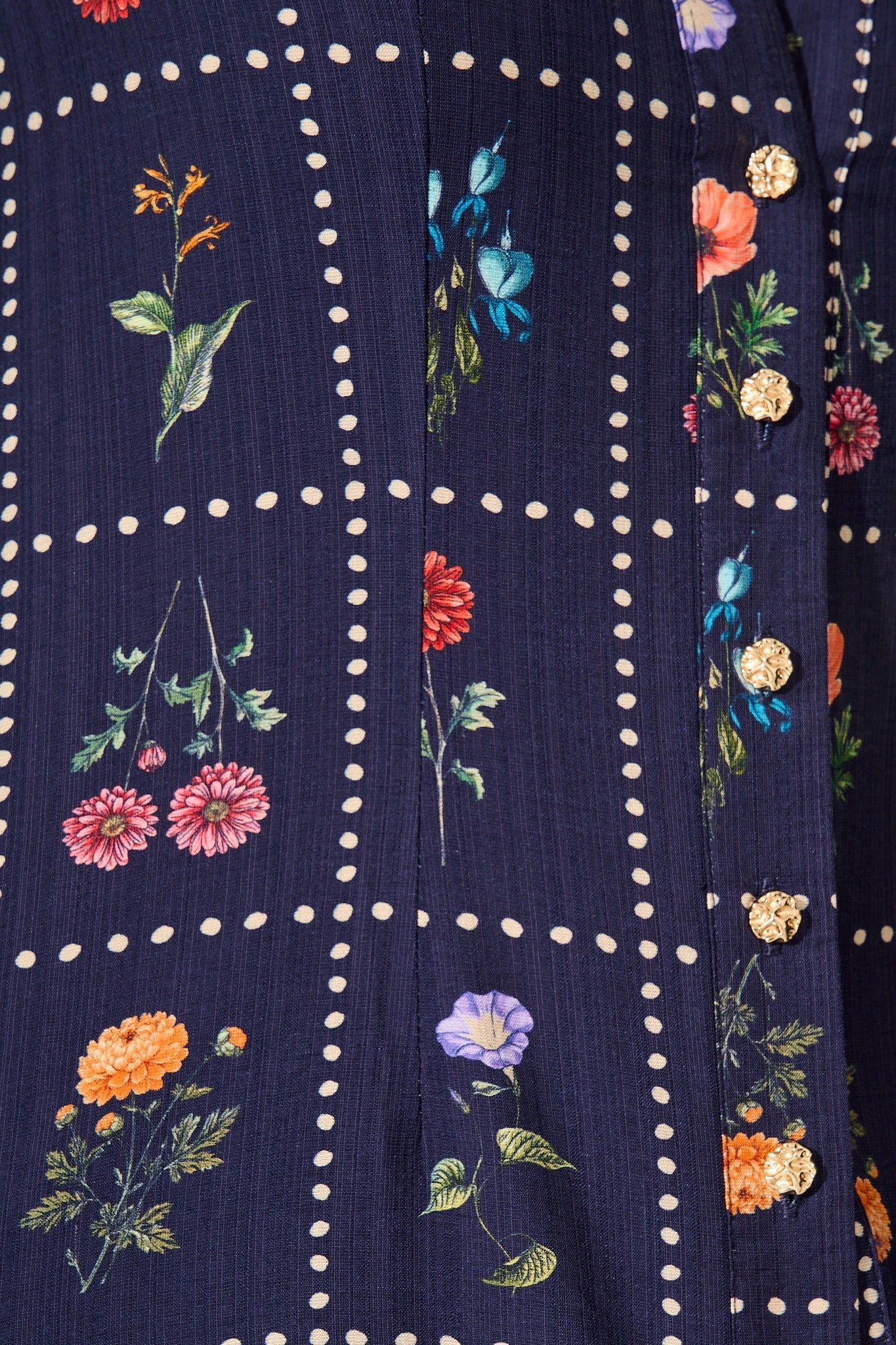Petal Outline Shirt in Navy with Multi Floral