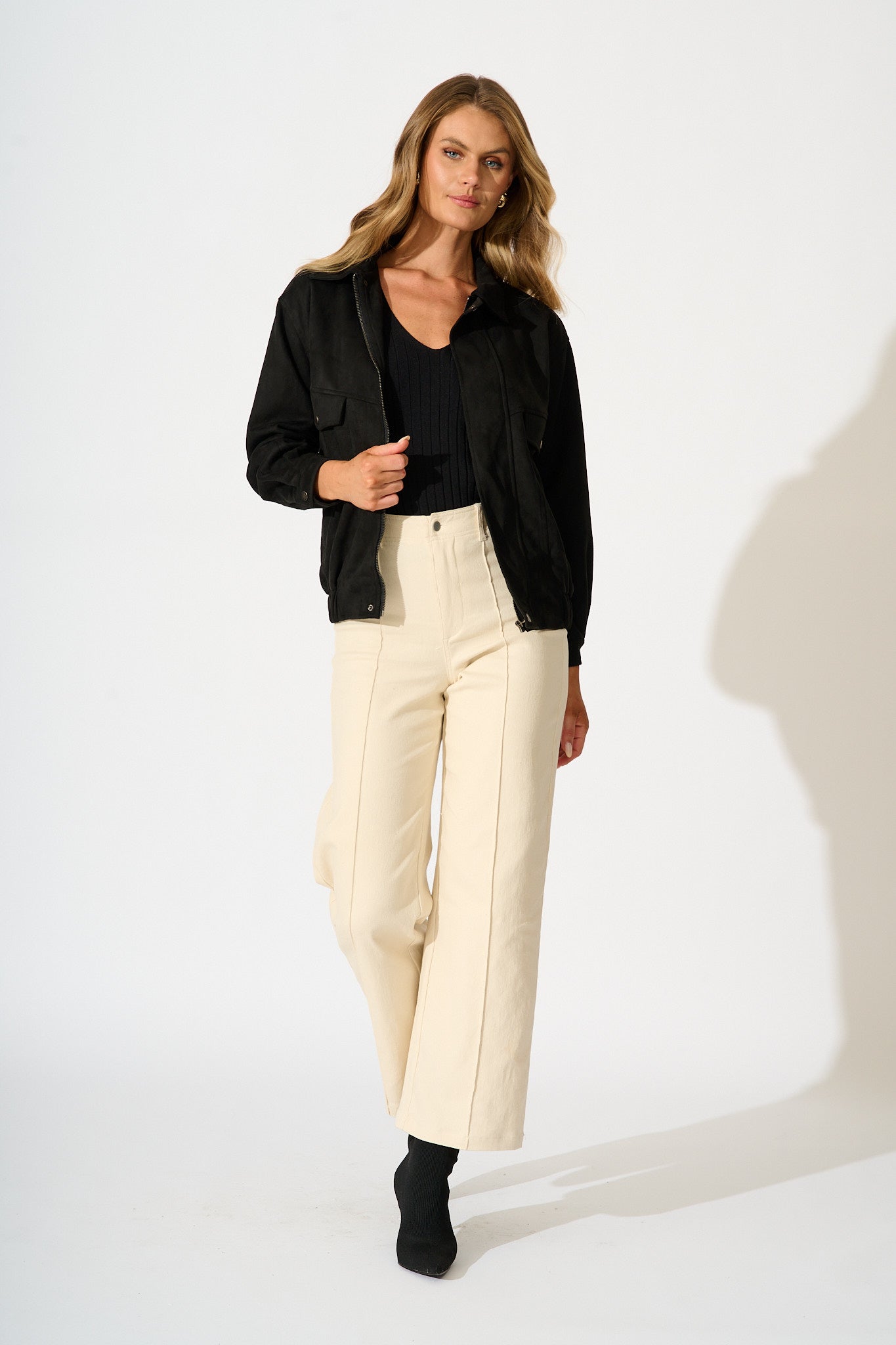 Laney Jacket in Black Suedette