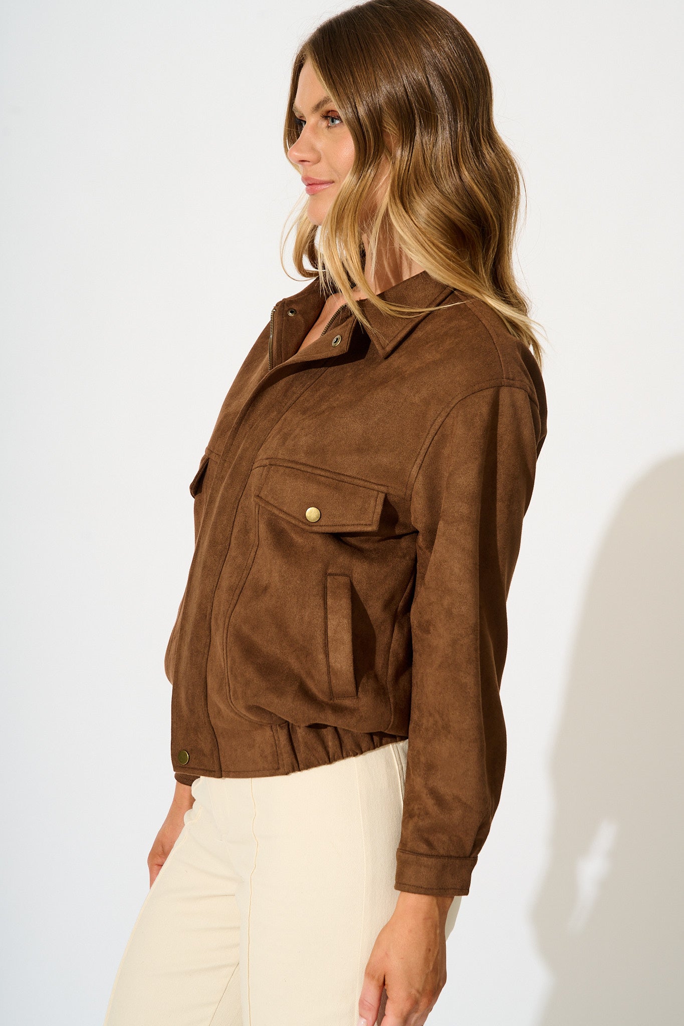 Laney Jacket in Tan Suedette