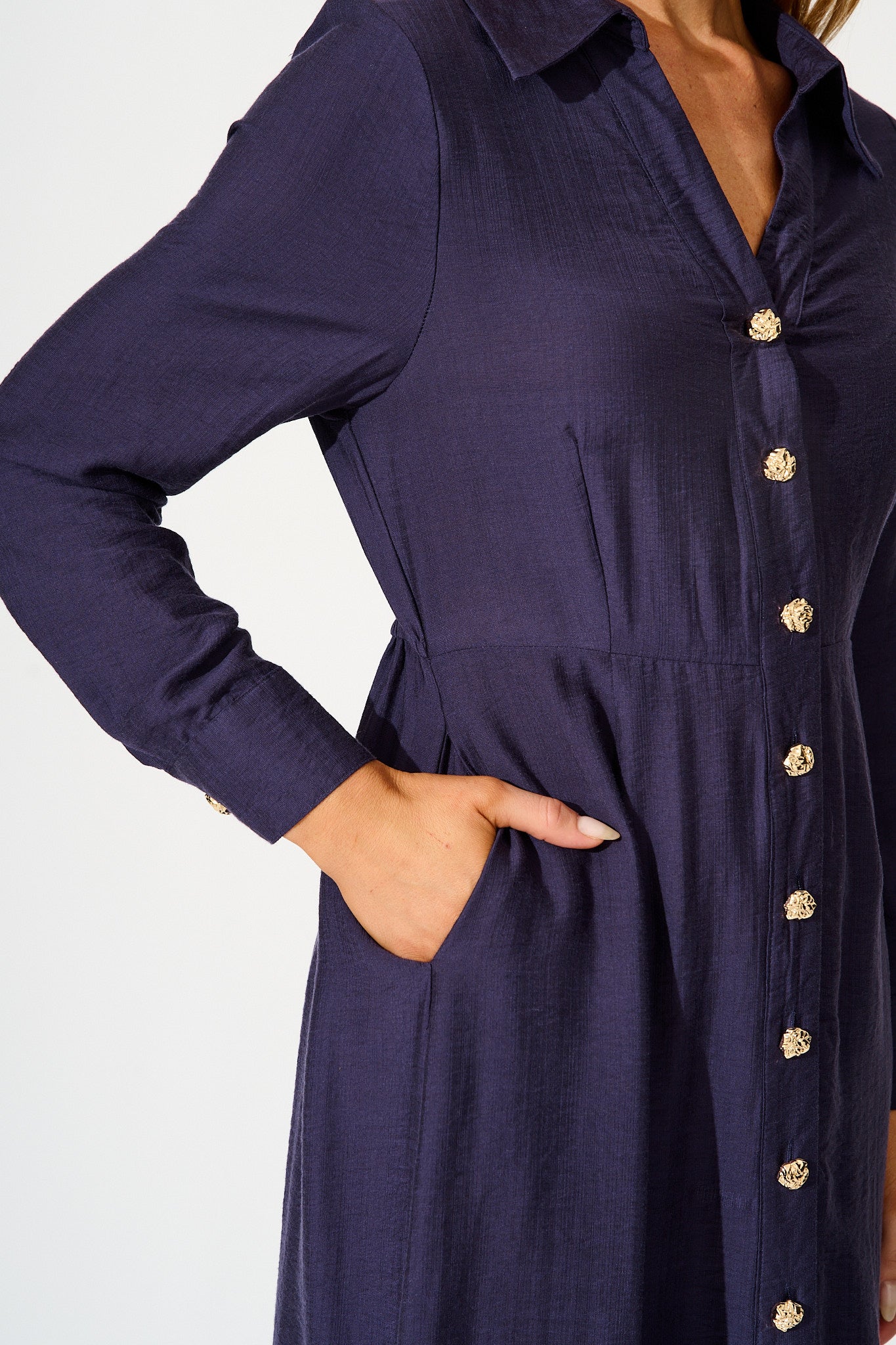 Painted Sky Midi Shirt Dress in Navy