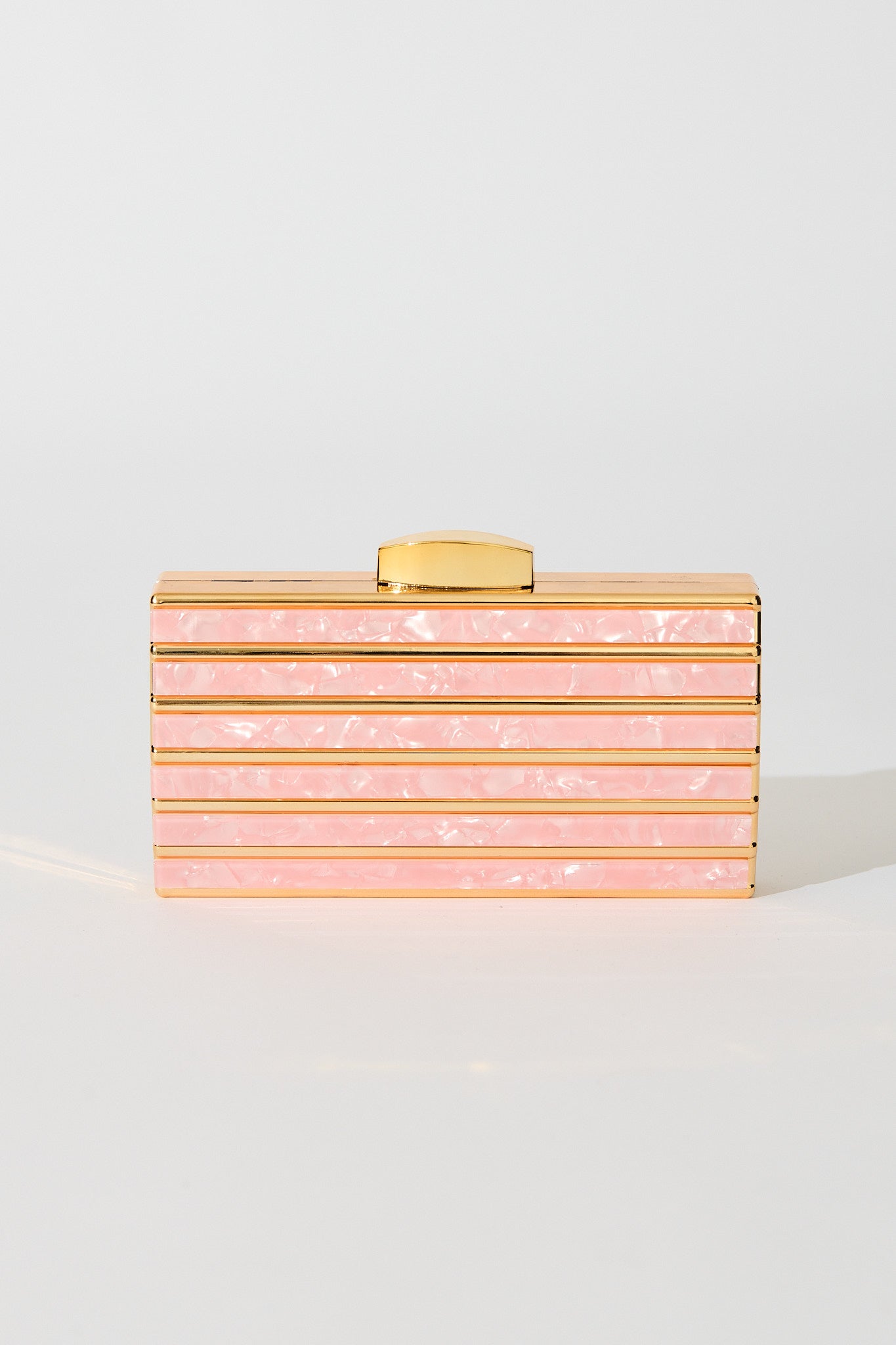 Gala Clutch Bag in Gold with Blush Acrylic
