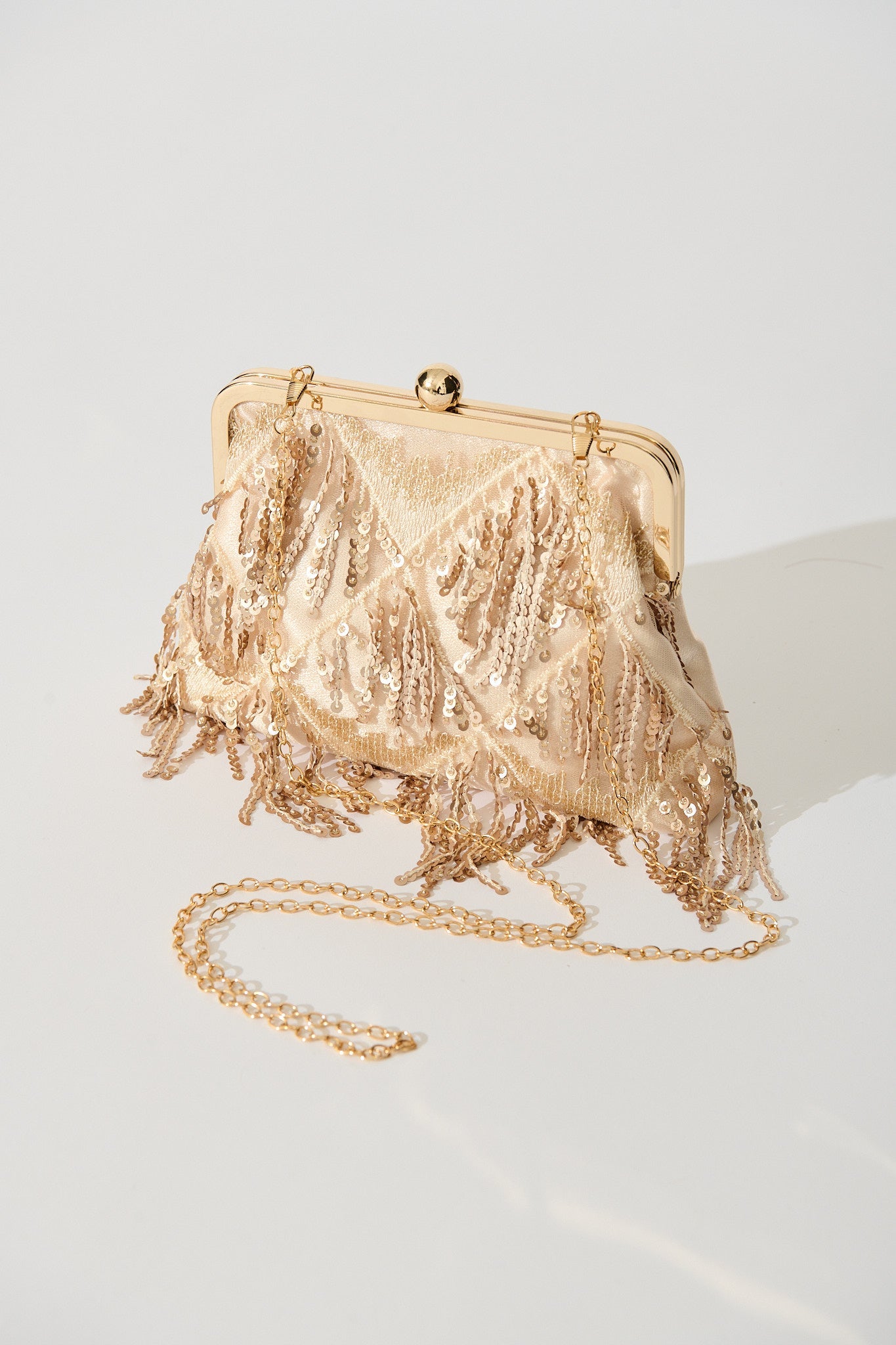 Glamour Clutch Bag in Rose Gold Sequin