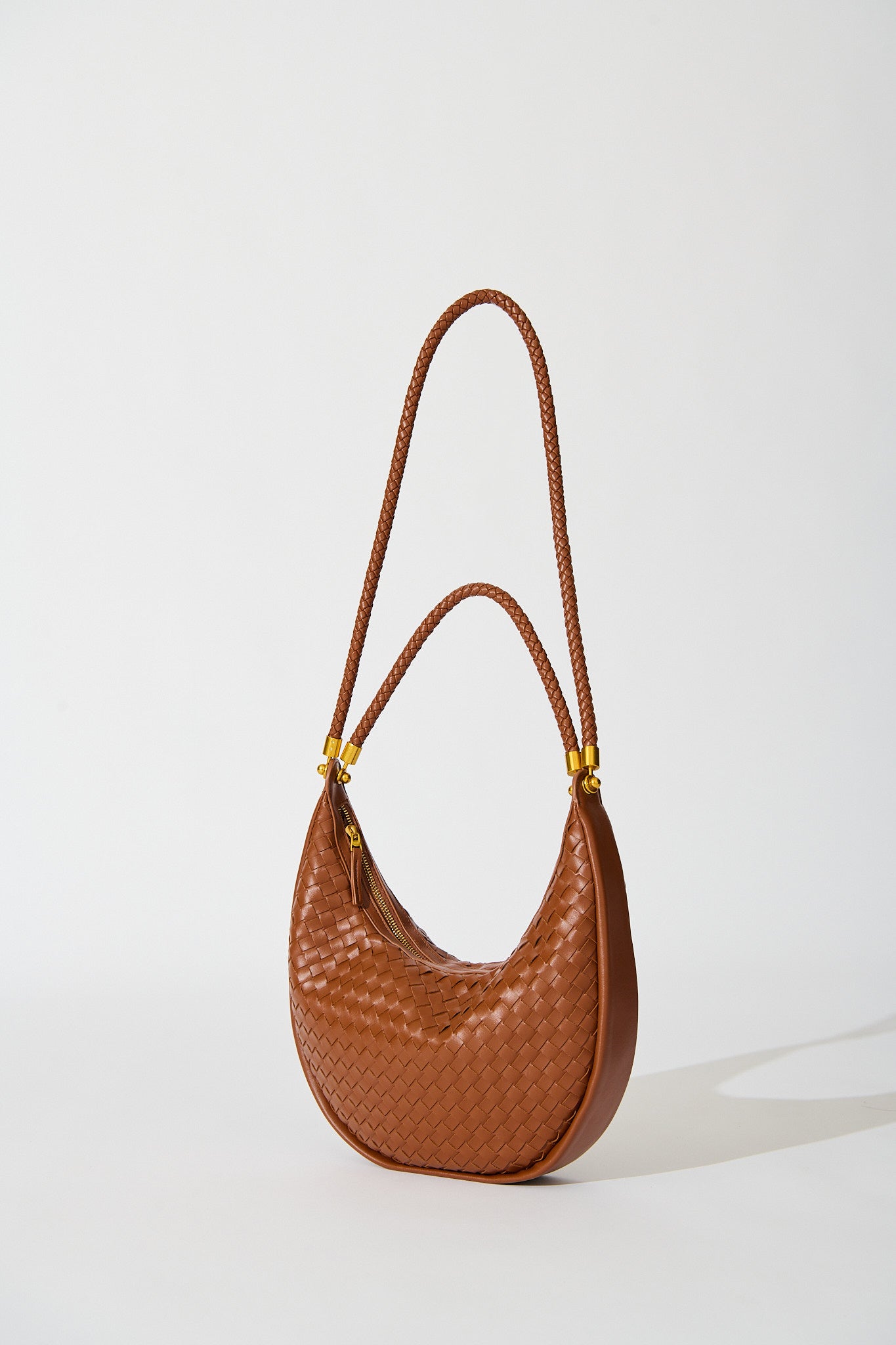 Aries Woven Hobo Bag in Brown PU