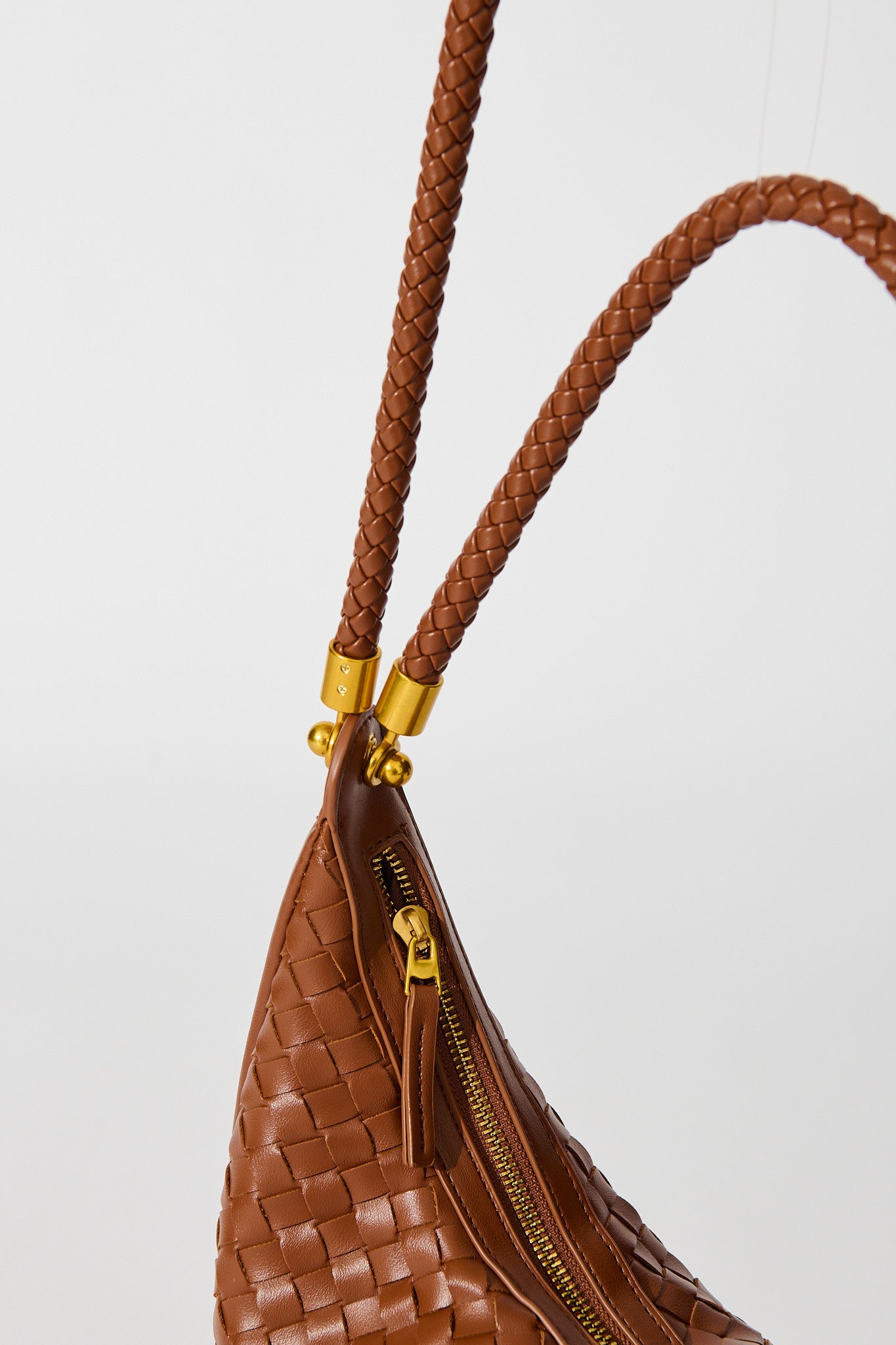 Aries Woven Hobo Bag in Brown PU