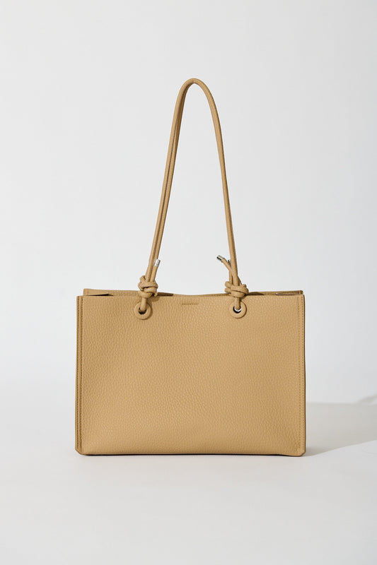 Shella Shoulder Tote Bag in Beige Pebble PU