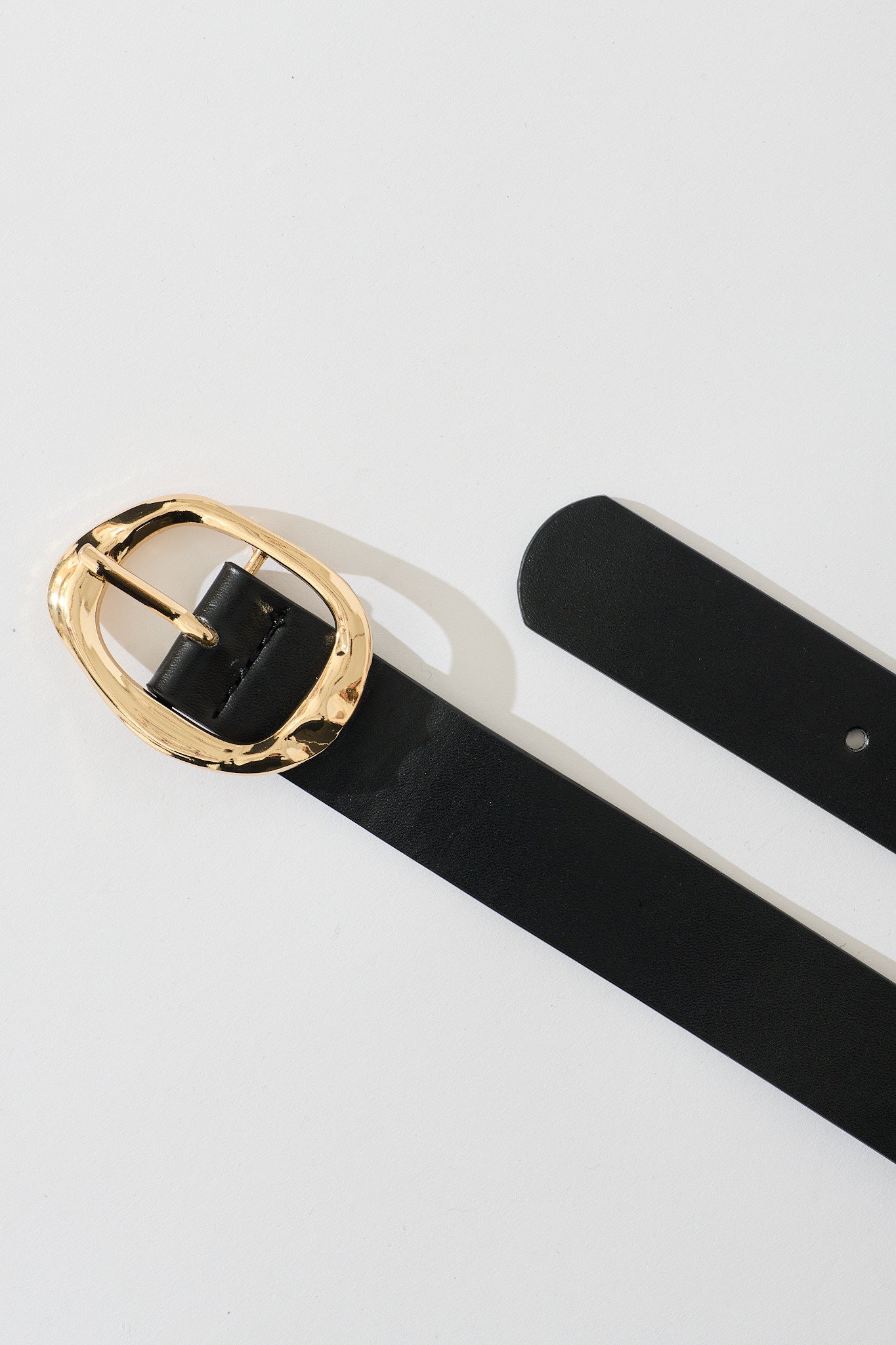 Sienna Belt in Black with Gold Textured Buckle