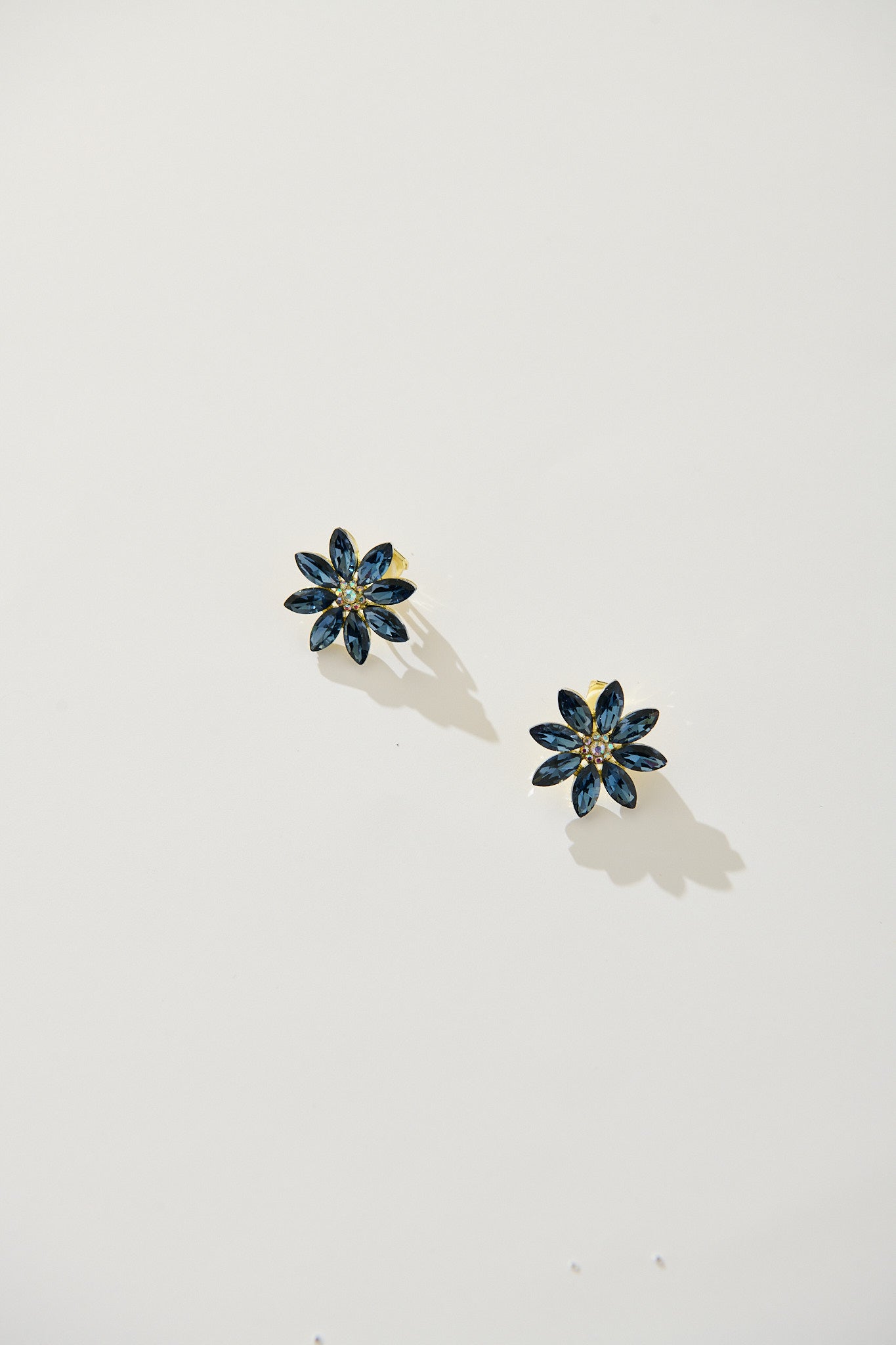 Bloom Clip On Earrings in Navy Stones