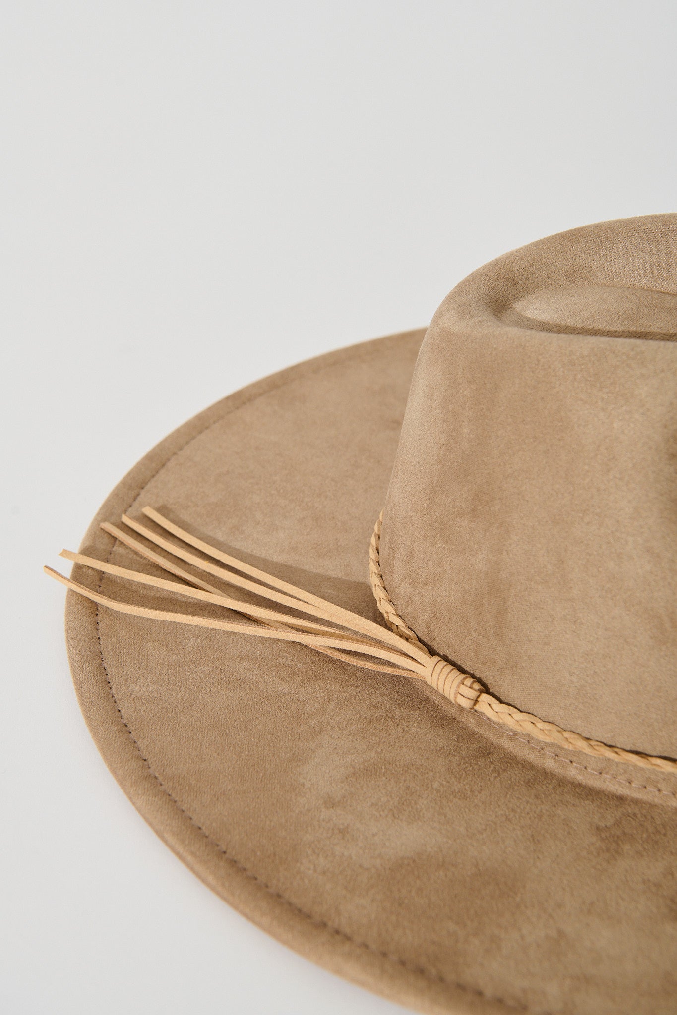 Julia Fedora Hat in Taupe Suedette