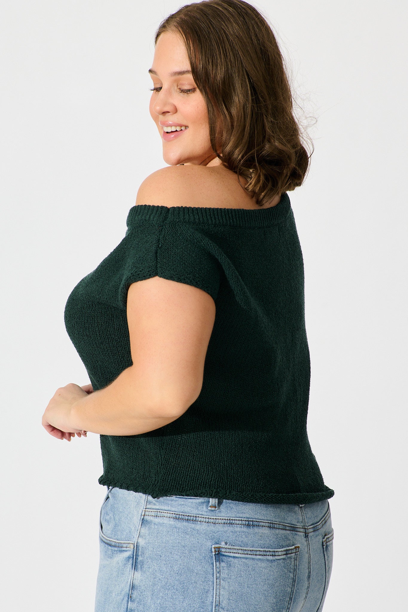 Elsie Knit Top in Emerald Cotton Blend