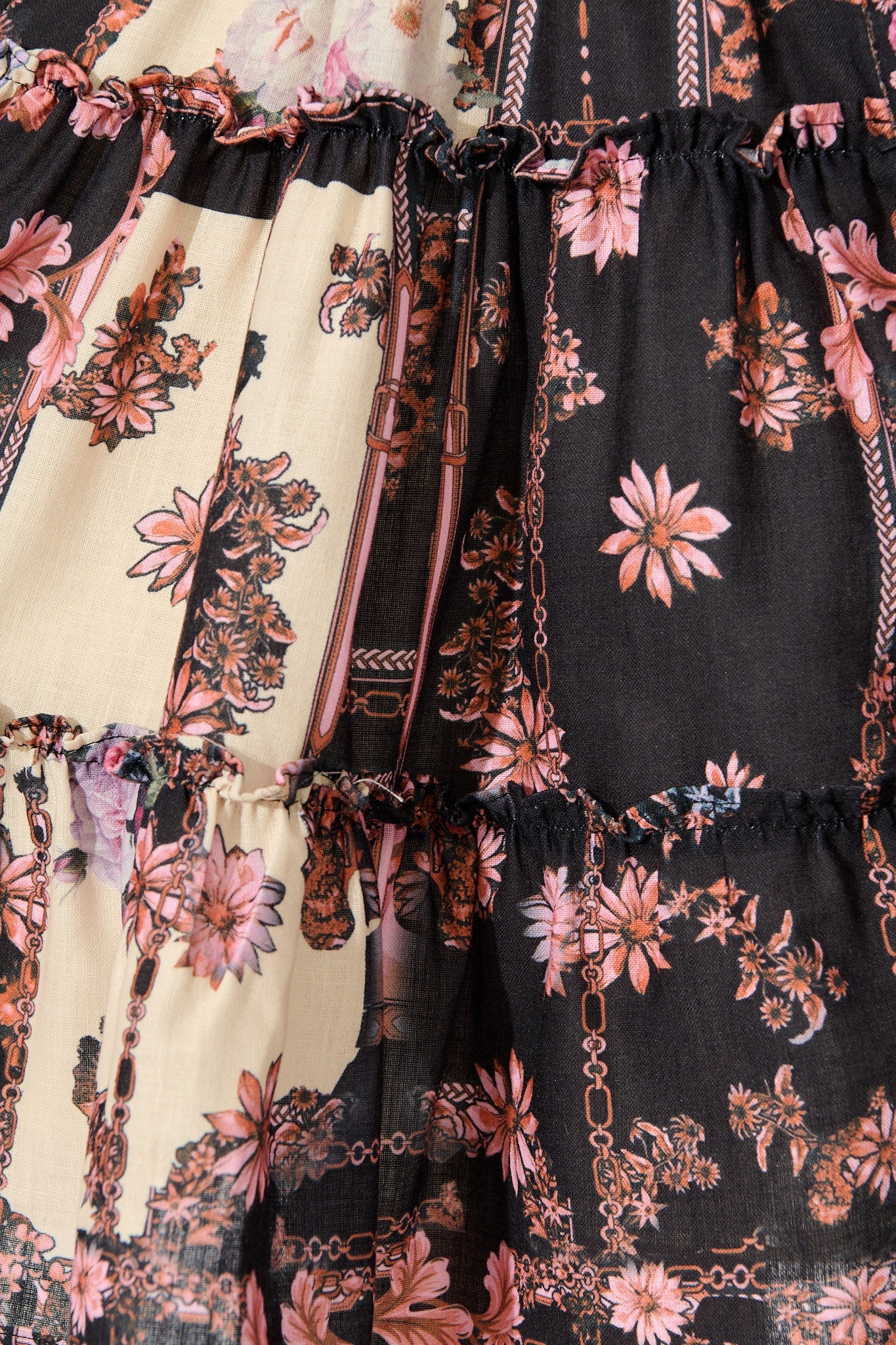 Soft Botanica Dress in Black with Blush Patchwork Floral