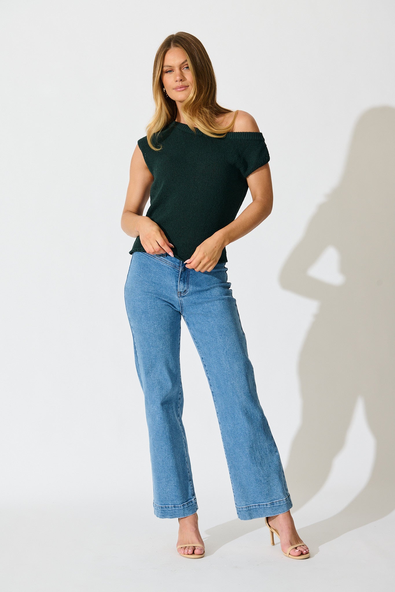 Elsie Knit Top in Emerald Cotton Blend