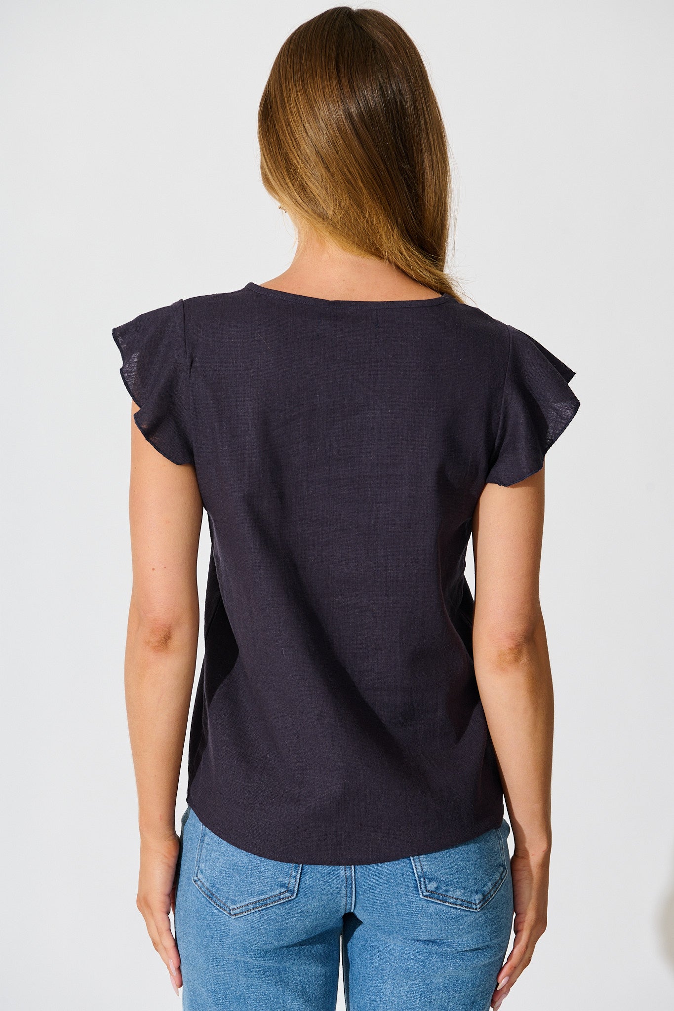 Kylie Top in Navy Linen Blend
