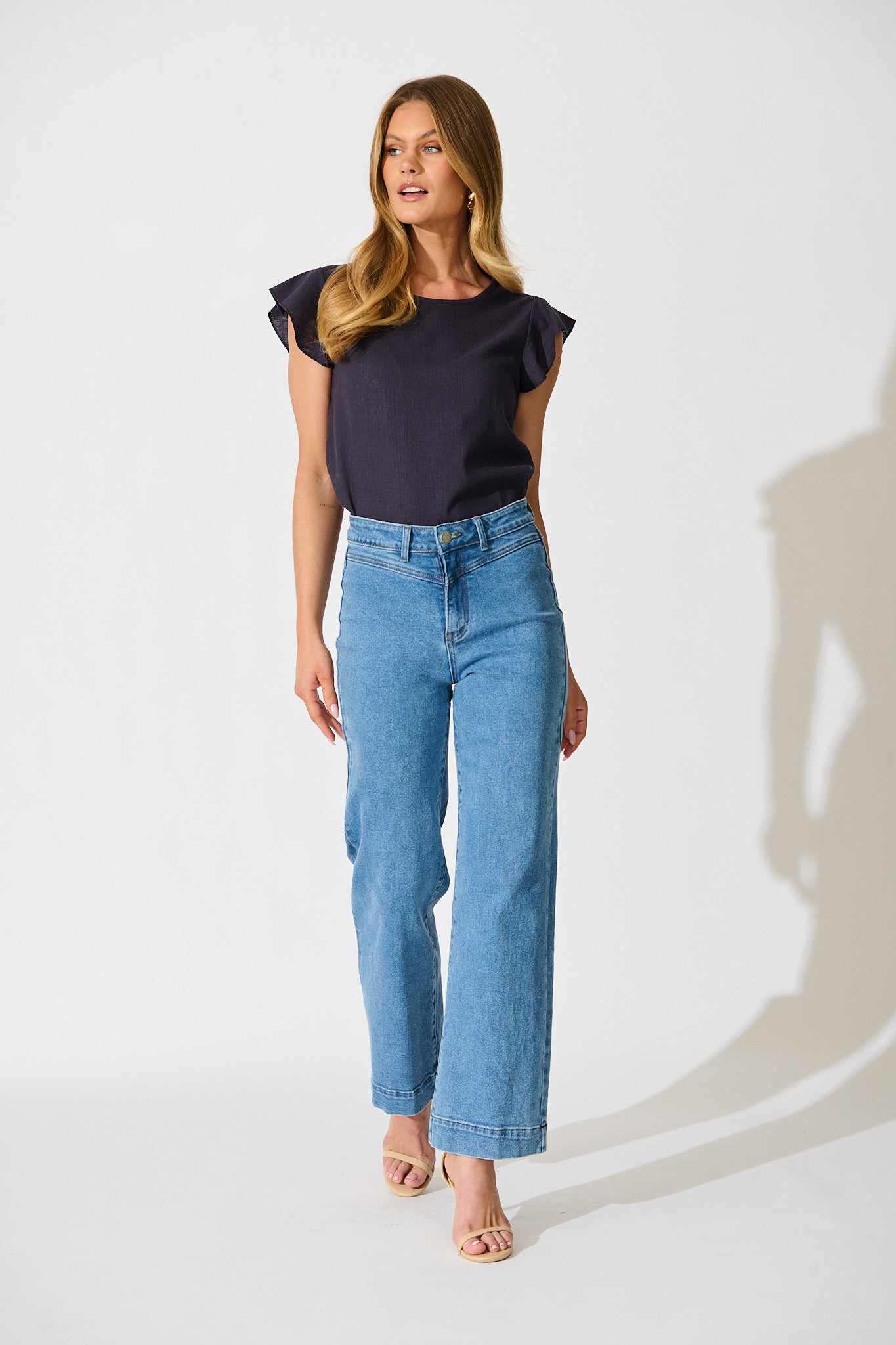 Kylie Top in Navy Linen Blend