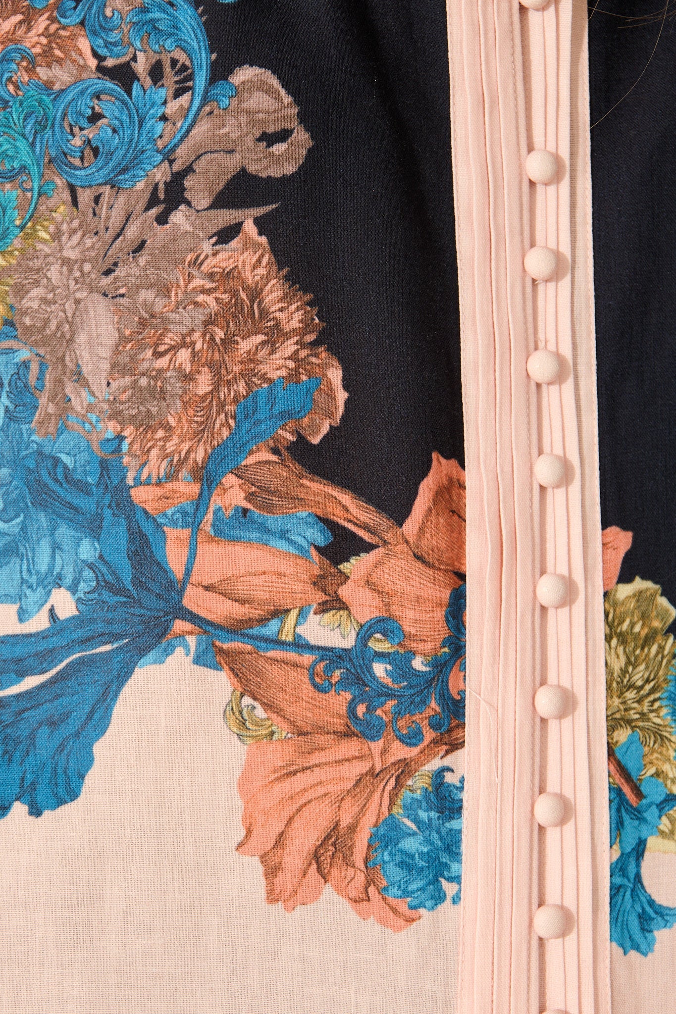 Secret Bloom Blouse Top in Black Multi Floral Linen Blend