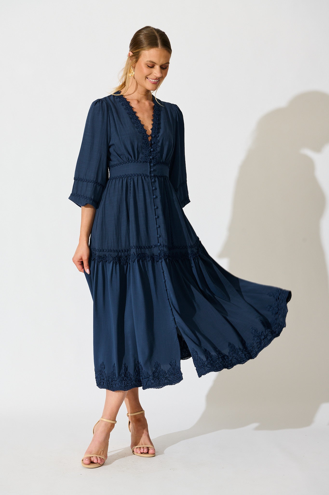 Yasmina Midi Dress in Navy