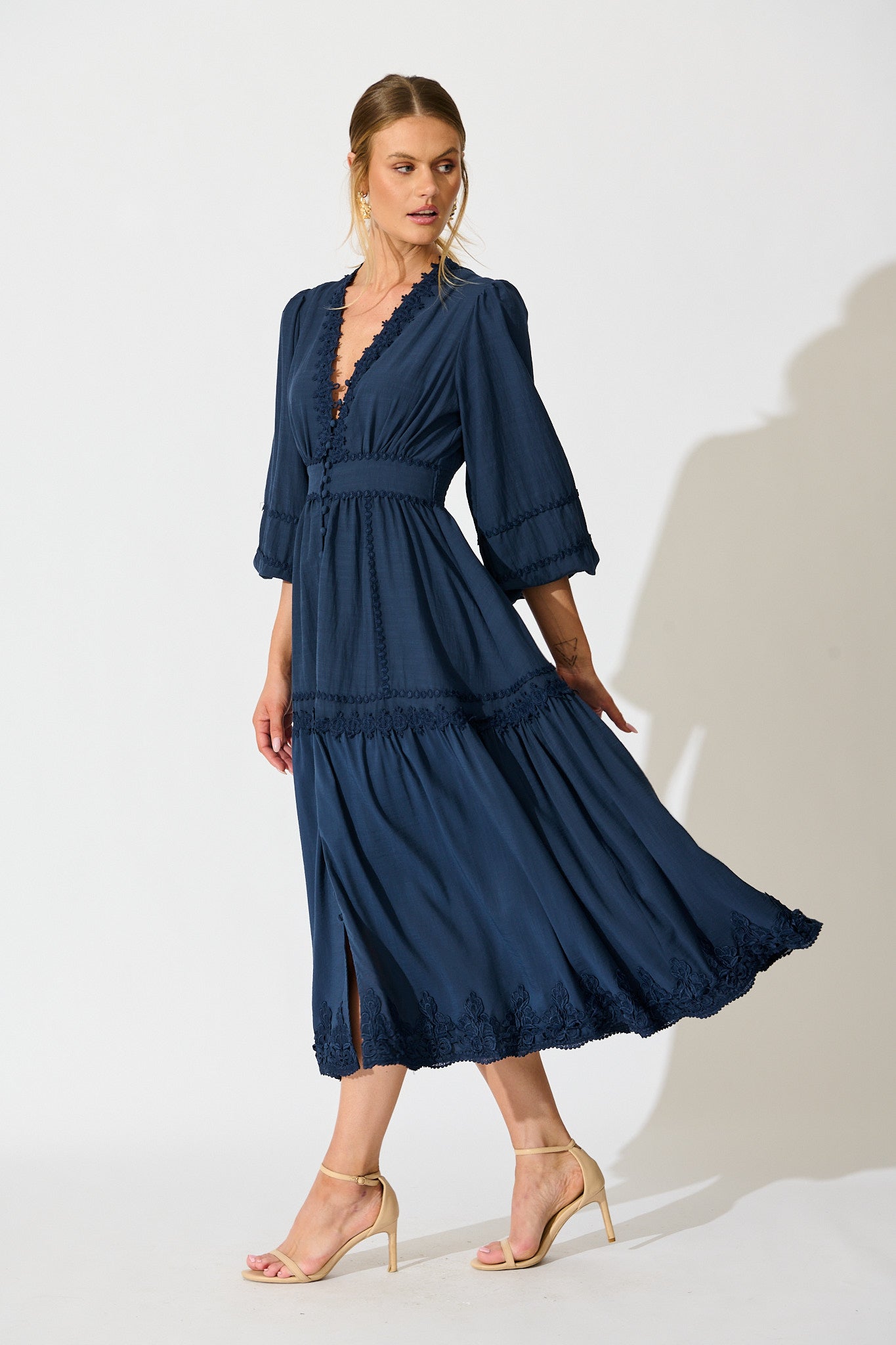 Yasmina Midi Dress in Navy