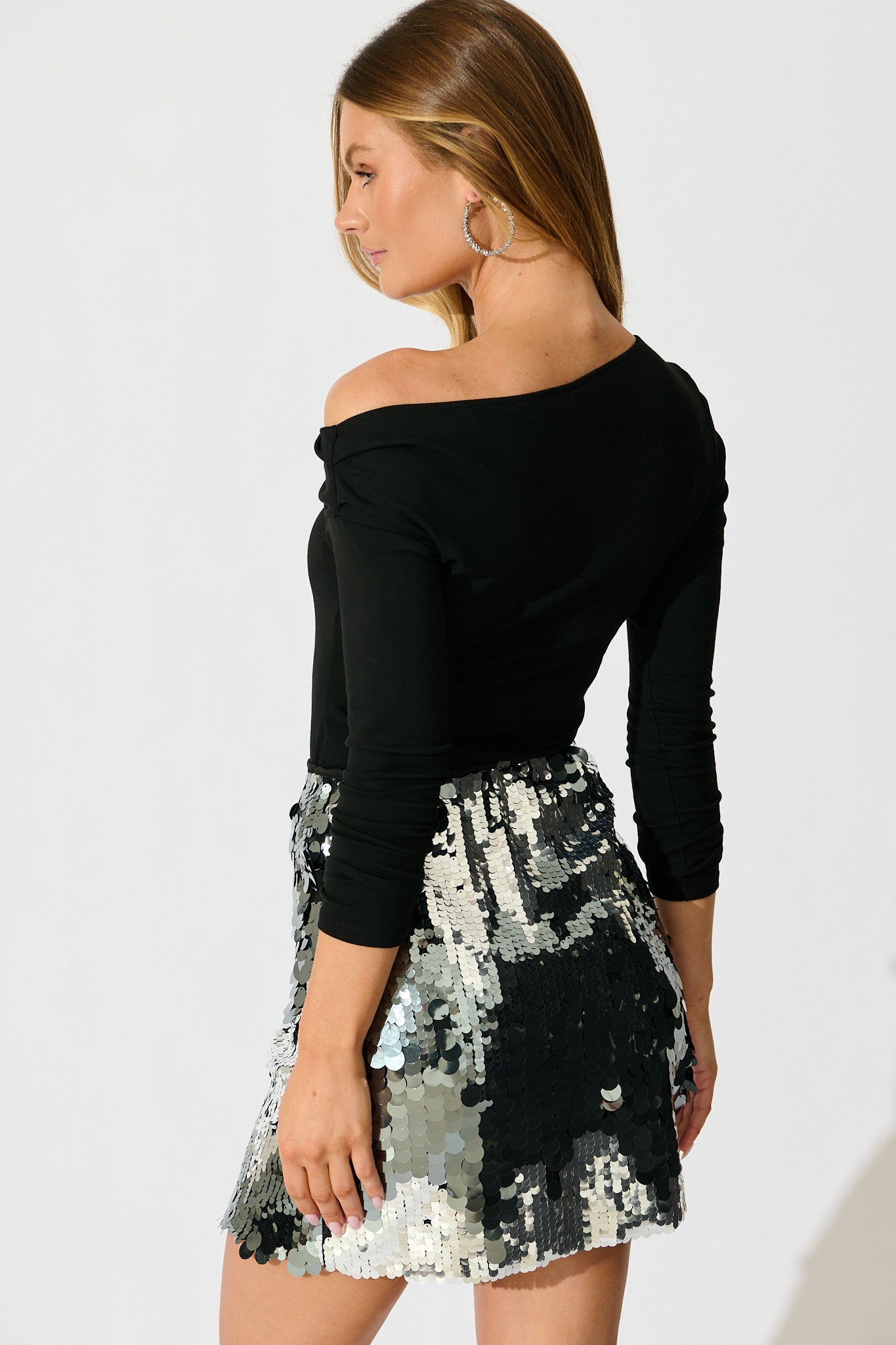 Sequinned Seduction Skirt in Silver Multi Sequin