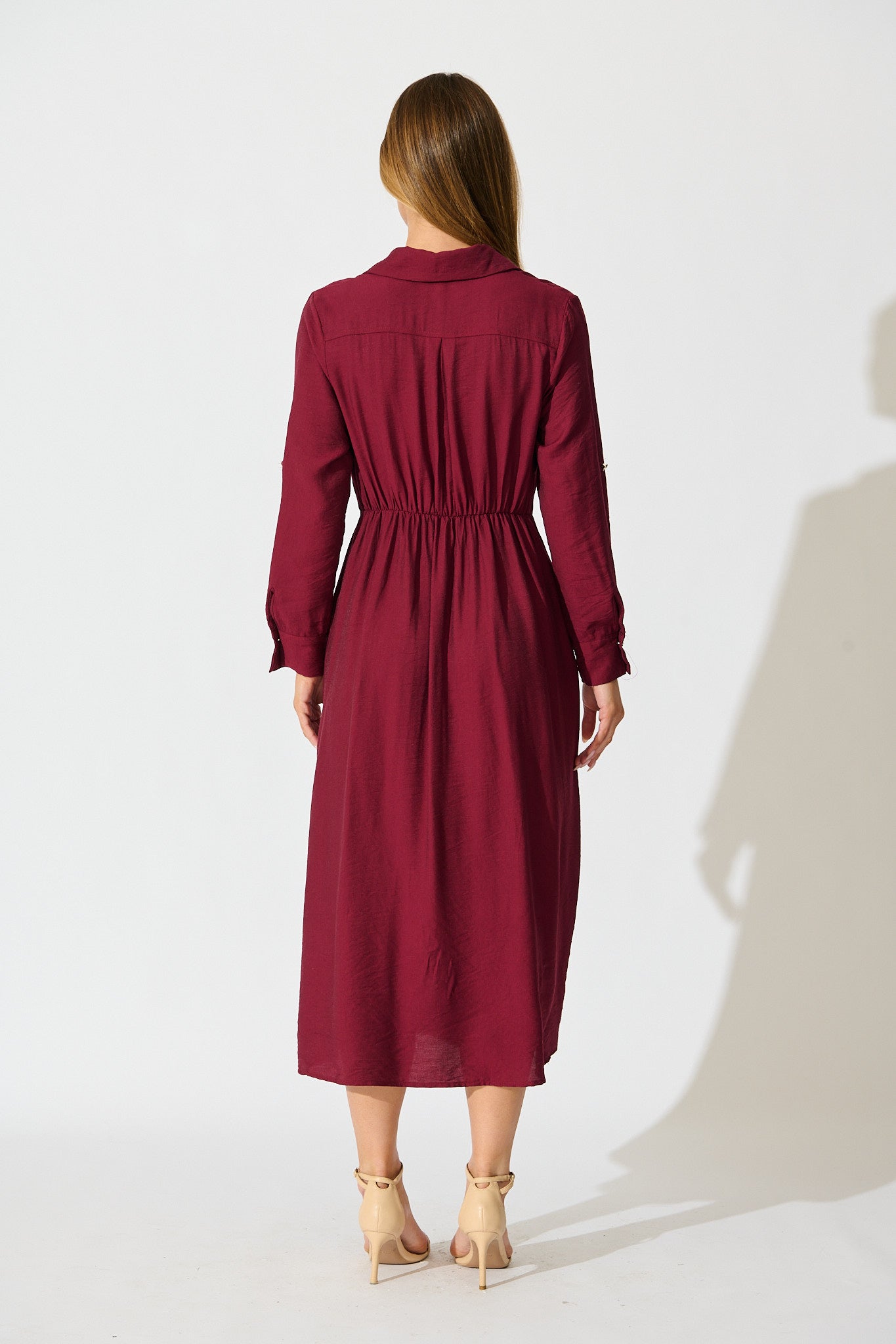 Monday Muse Midi Shirt Dress in Wine
