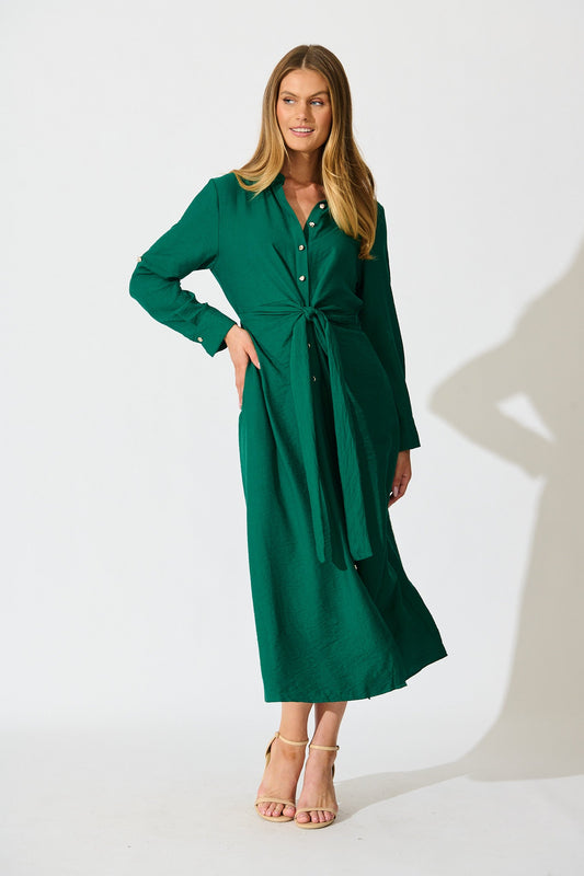 Monday Muse Midi Shirt Dress in Green