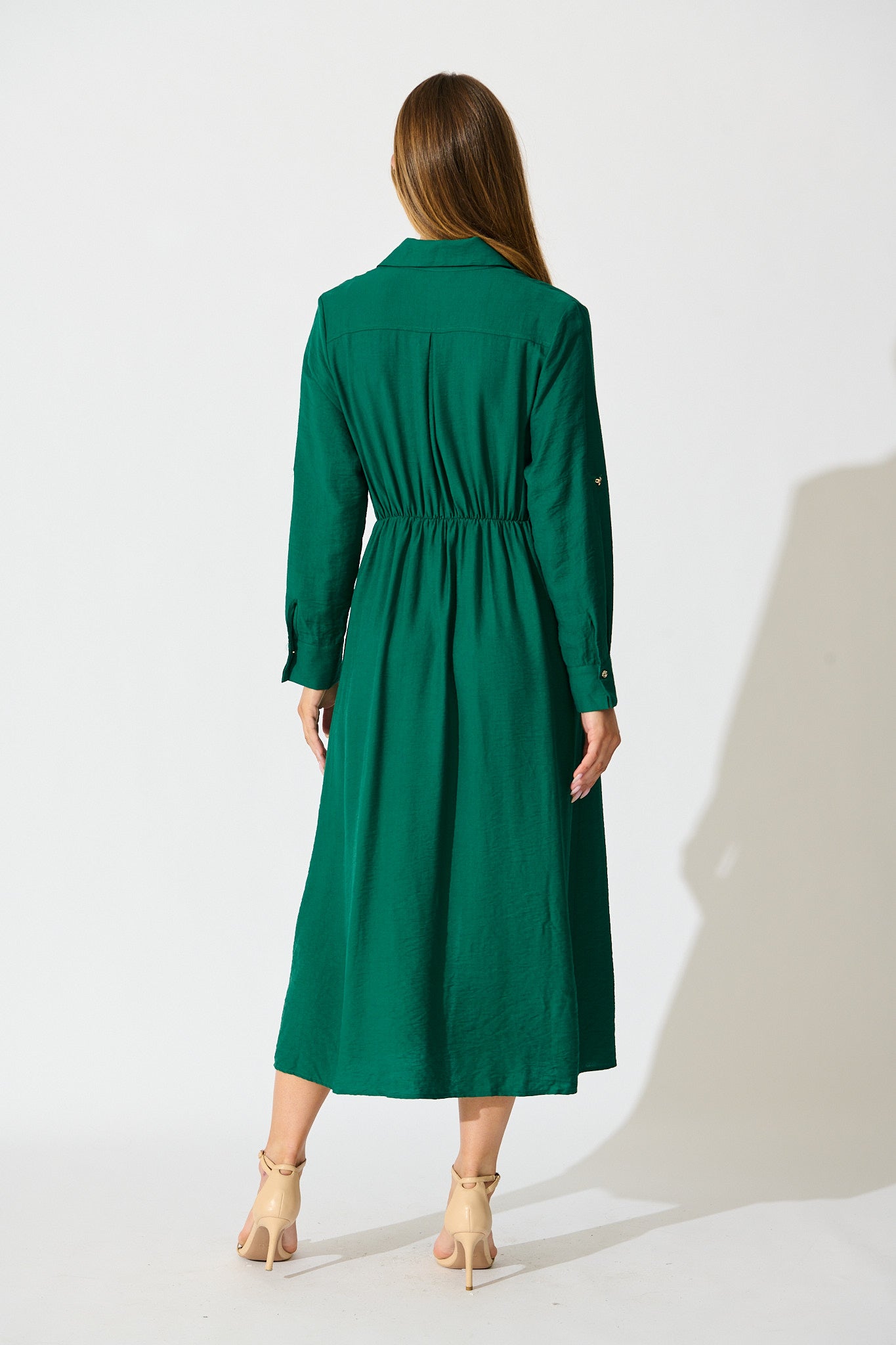 Monday Muse Midi Shirt Dress in Green