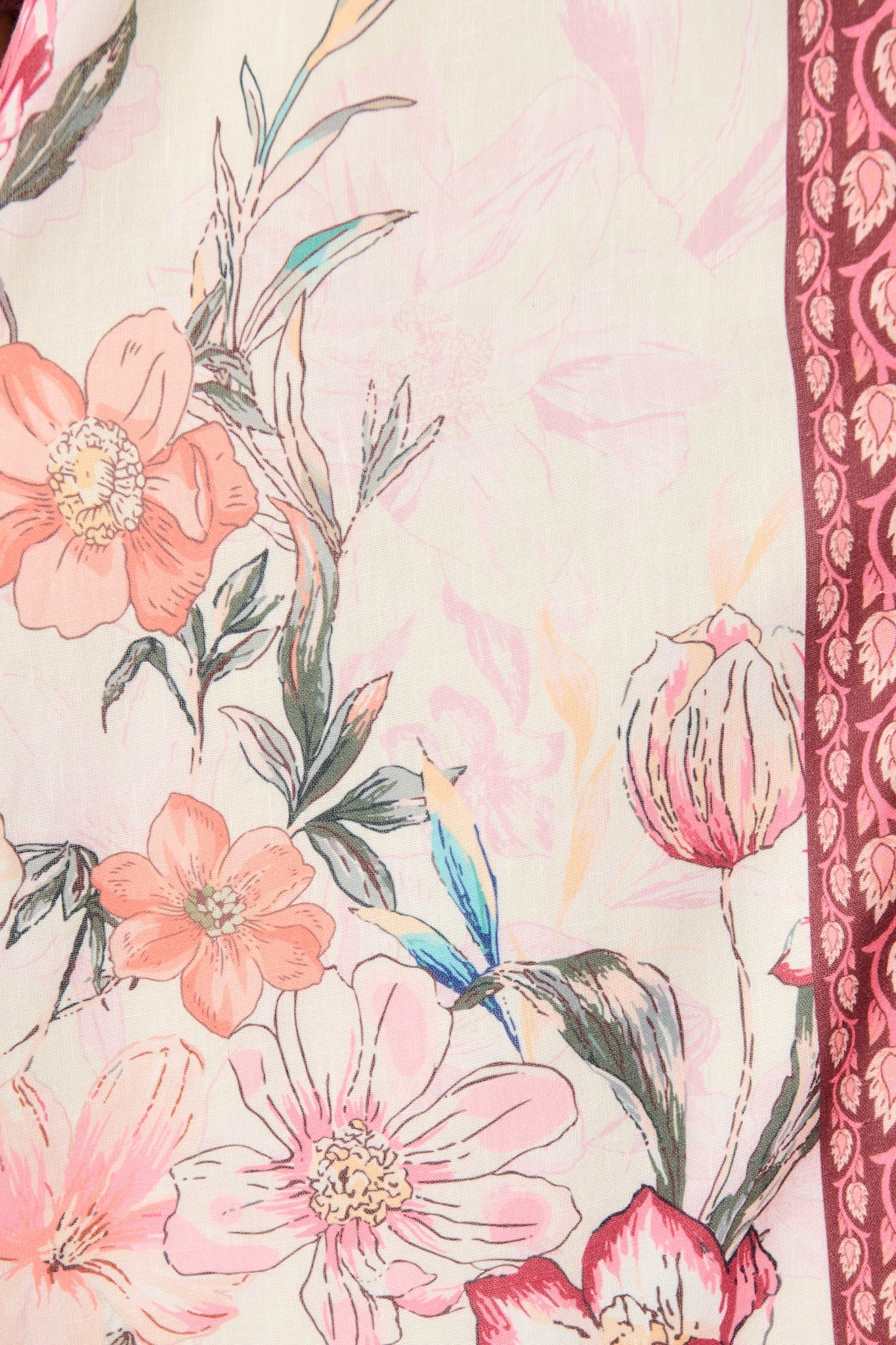 Cabernet Bloom Midi Dress in Wine Floral Linen Blend