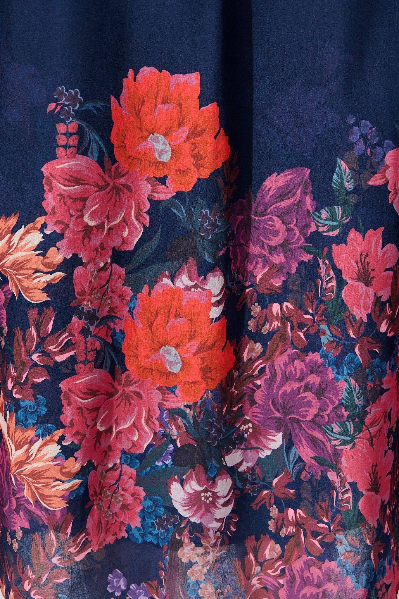 Orchid Trace Midi Dress in Navy Floral Cotton Blend