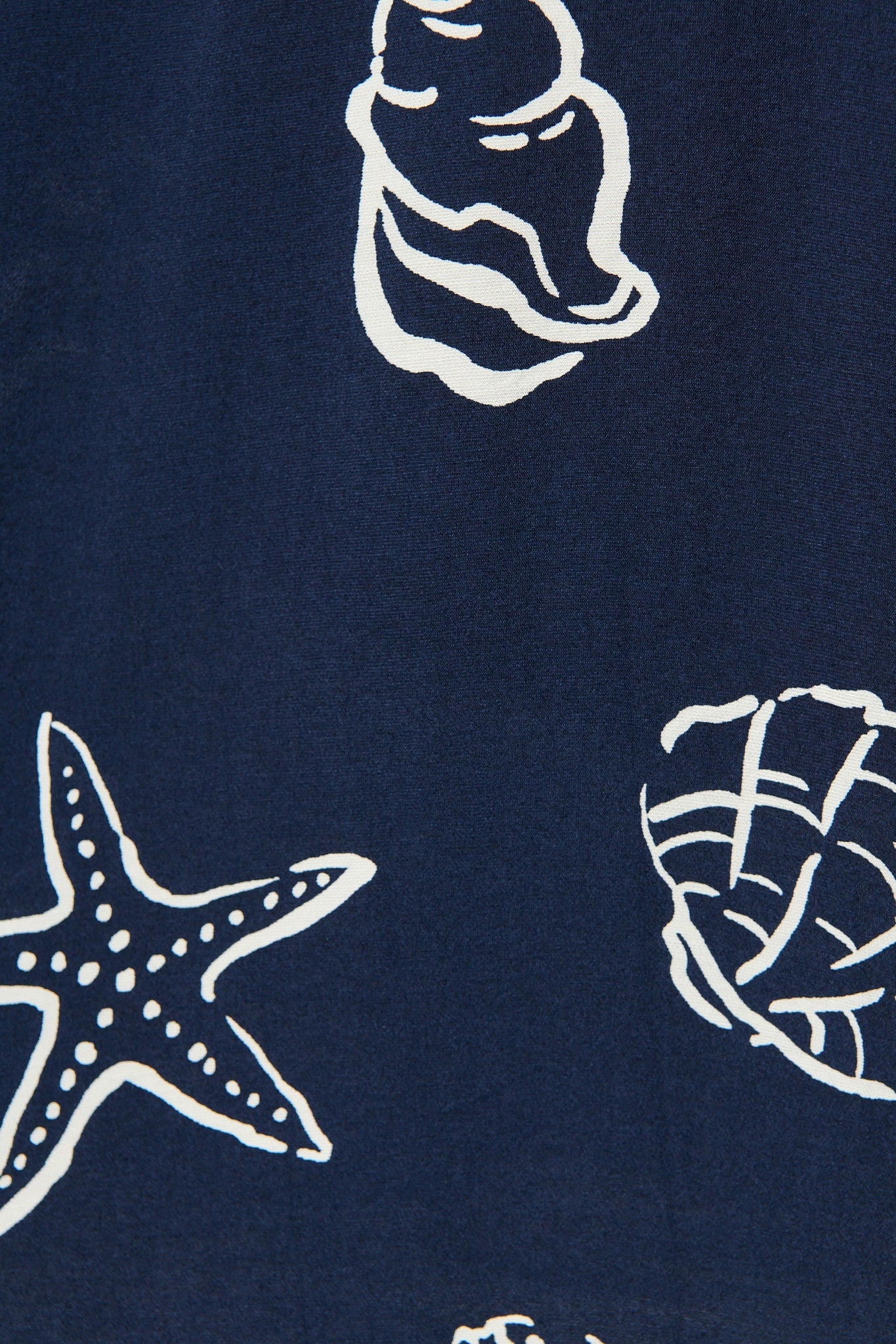 Oceans Embrace Top in Navy with White Shell Print