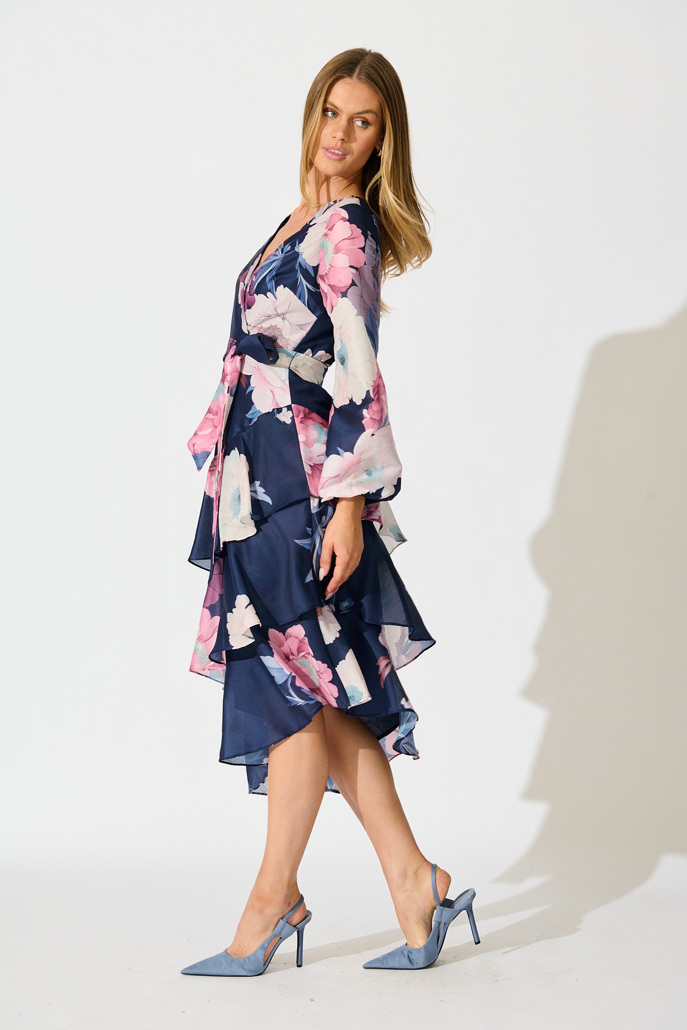 Twilight Petals Midi Dress in Navy Floral
