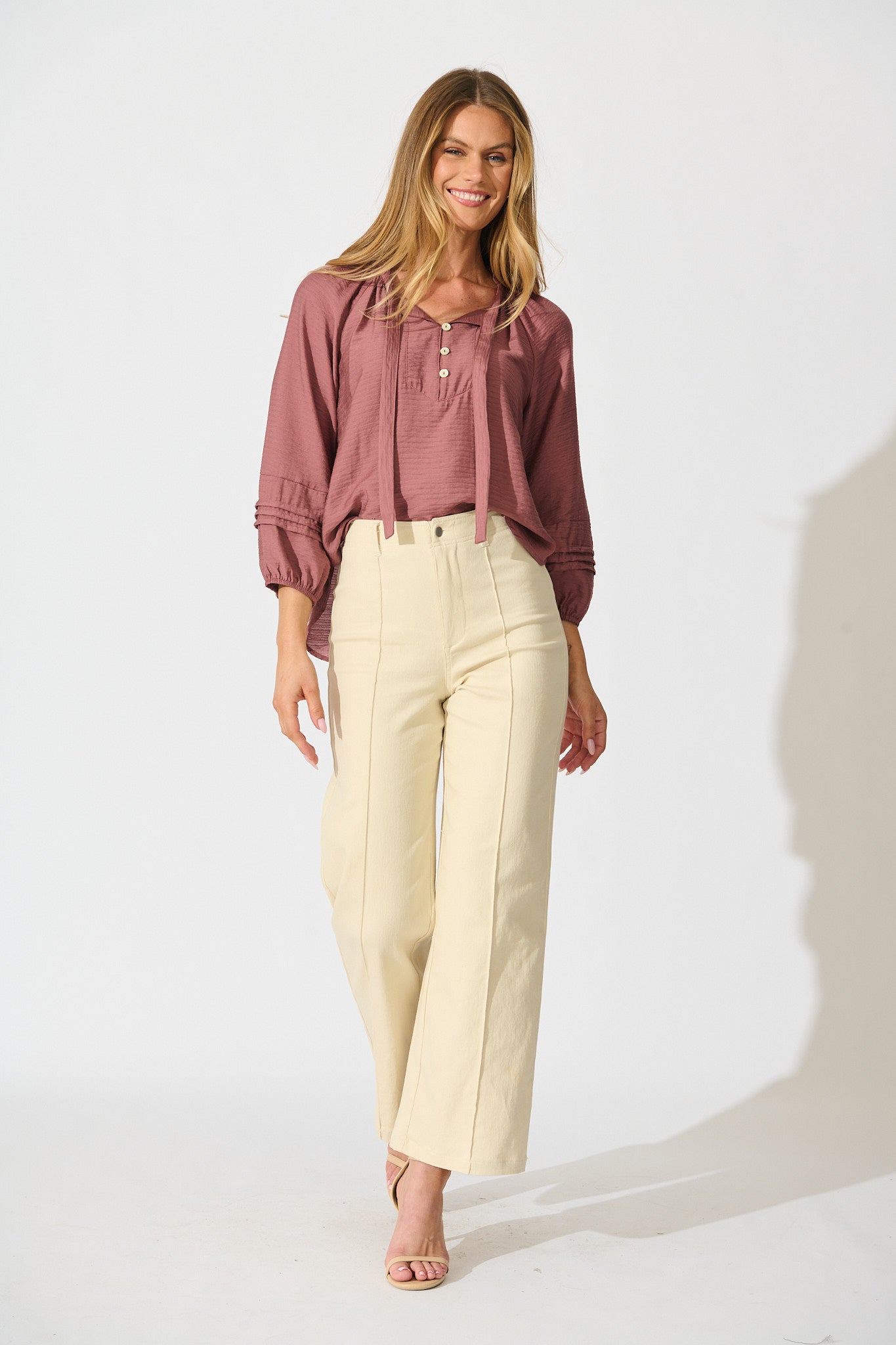Taleena Top in Blush Linen Blend