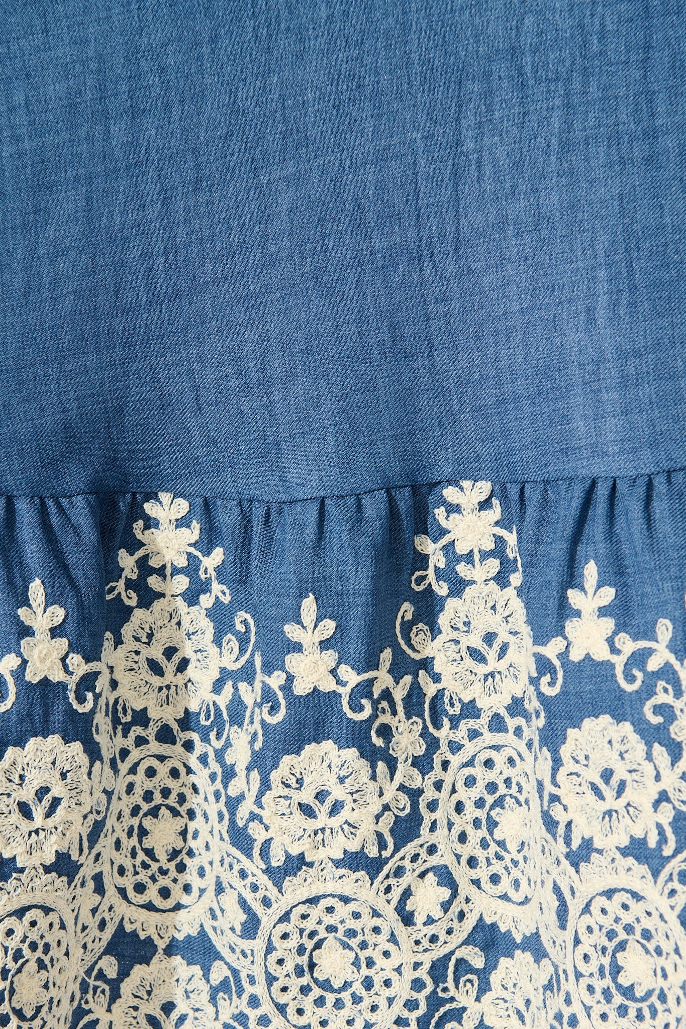 Whisper Midi Shirt Dress in Blue Chambray Embroidery