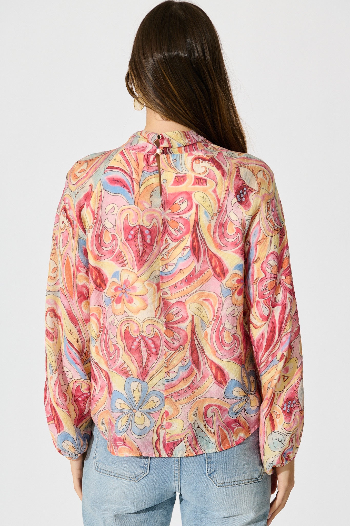 Luna Mirage Top in Multi Pink Print