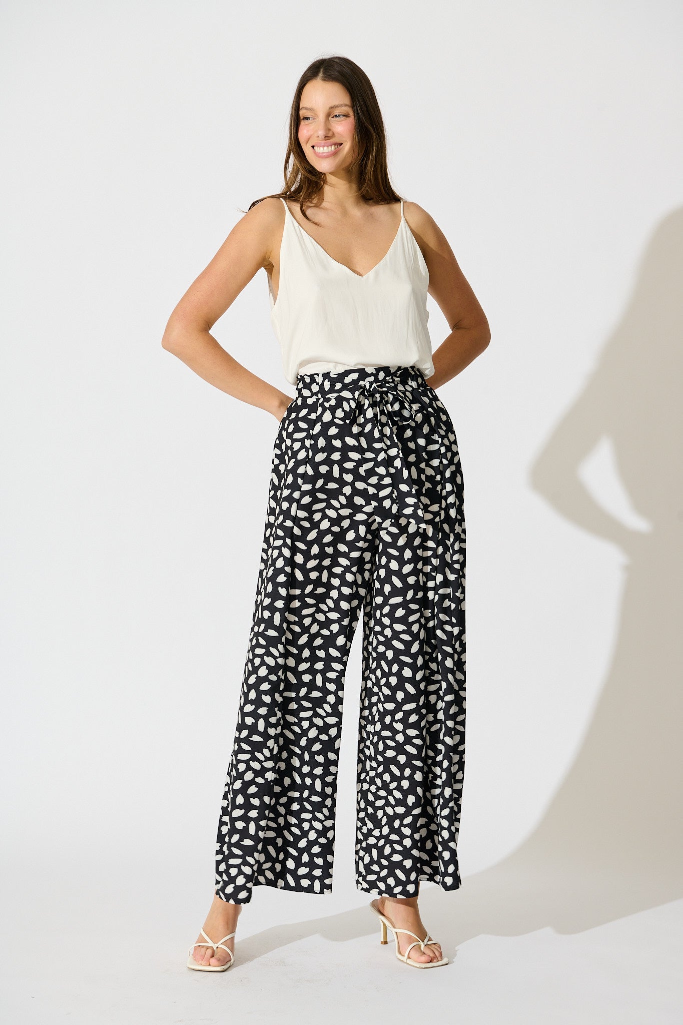 Page Pants in Black and White Leaf