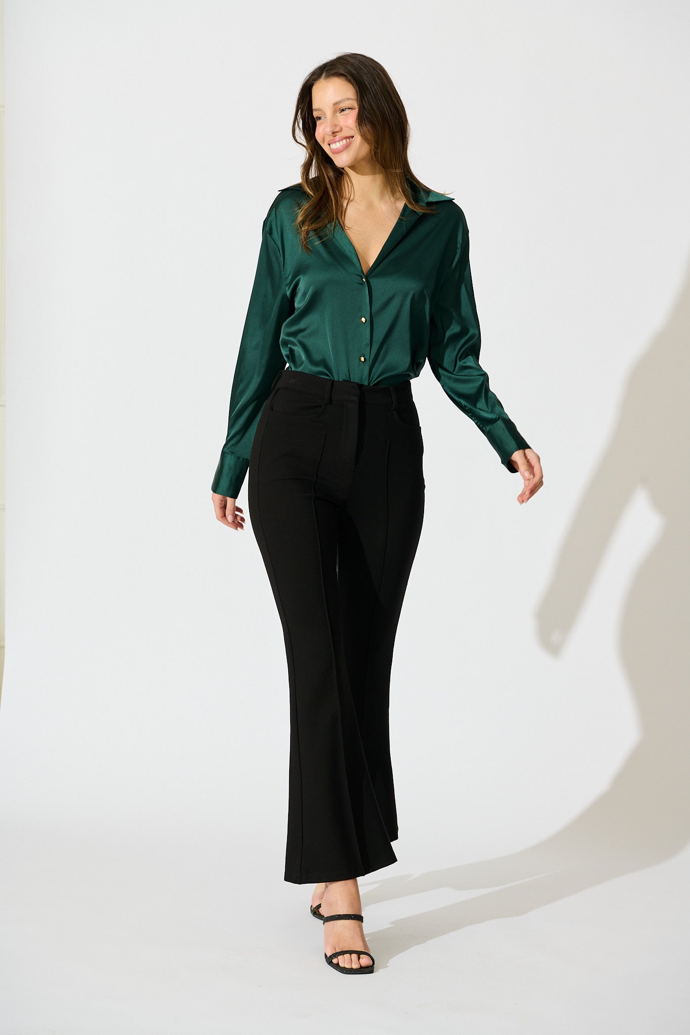 Retroshine Shirt in Emerald Satin