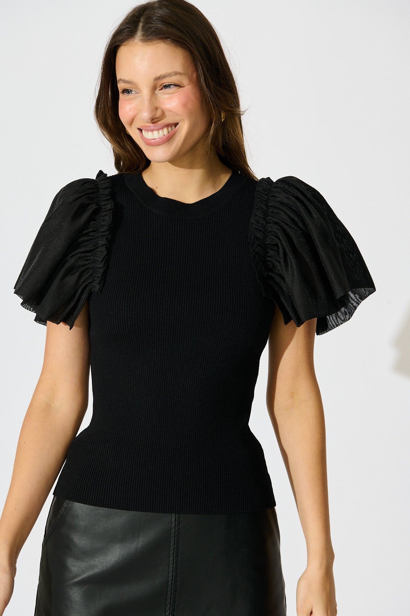 Fly Away Knit Top in Black