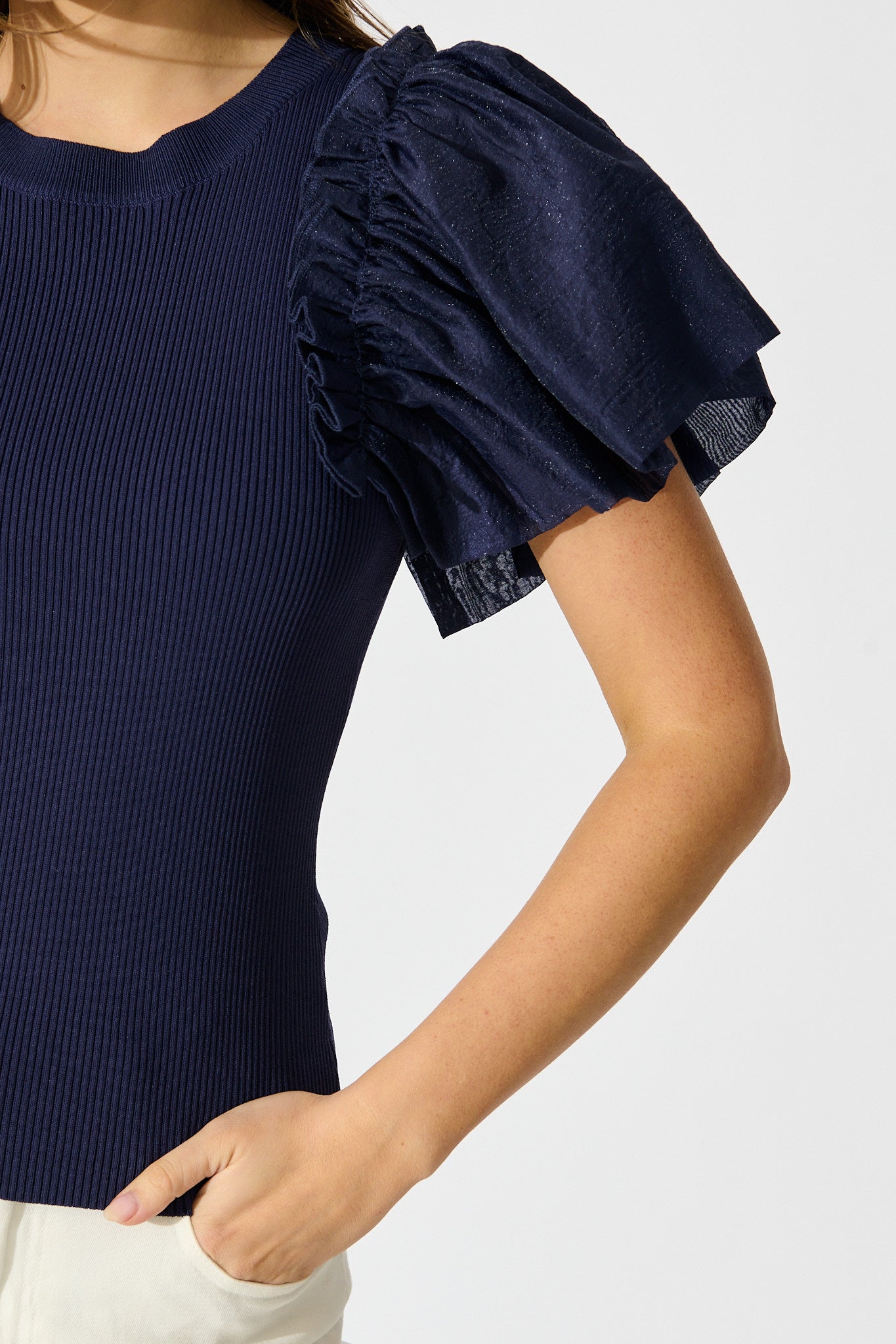 Fly Away Knit Top in Navy