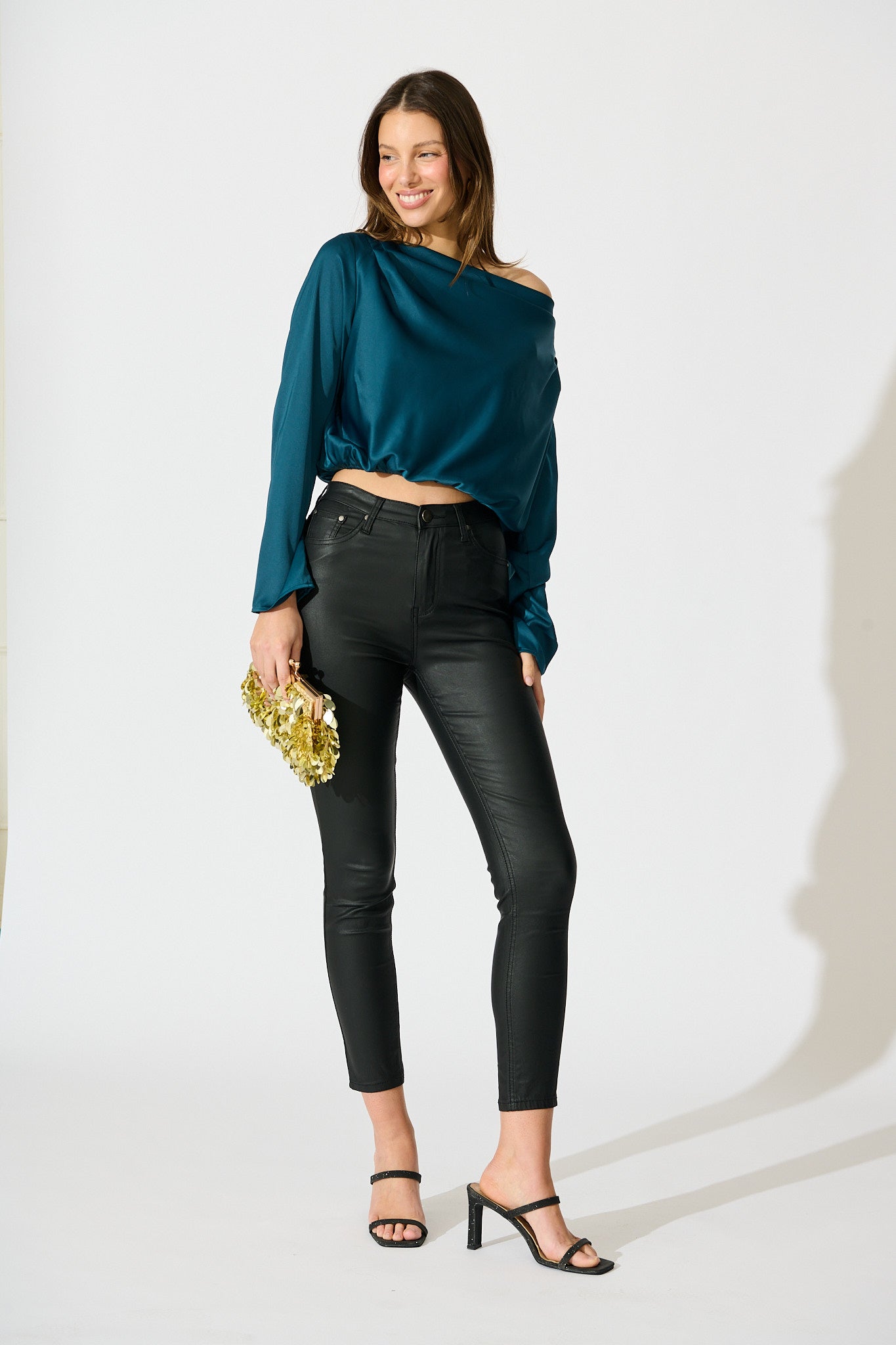Nova Nights Top in Teal Satin