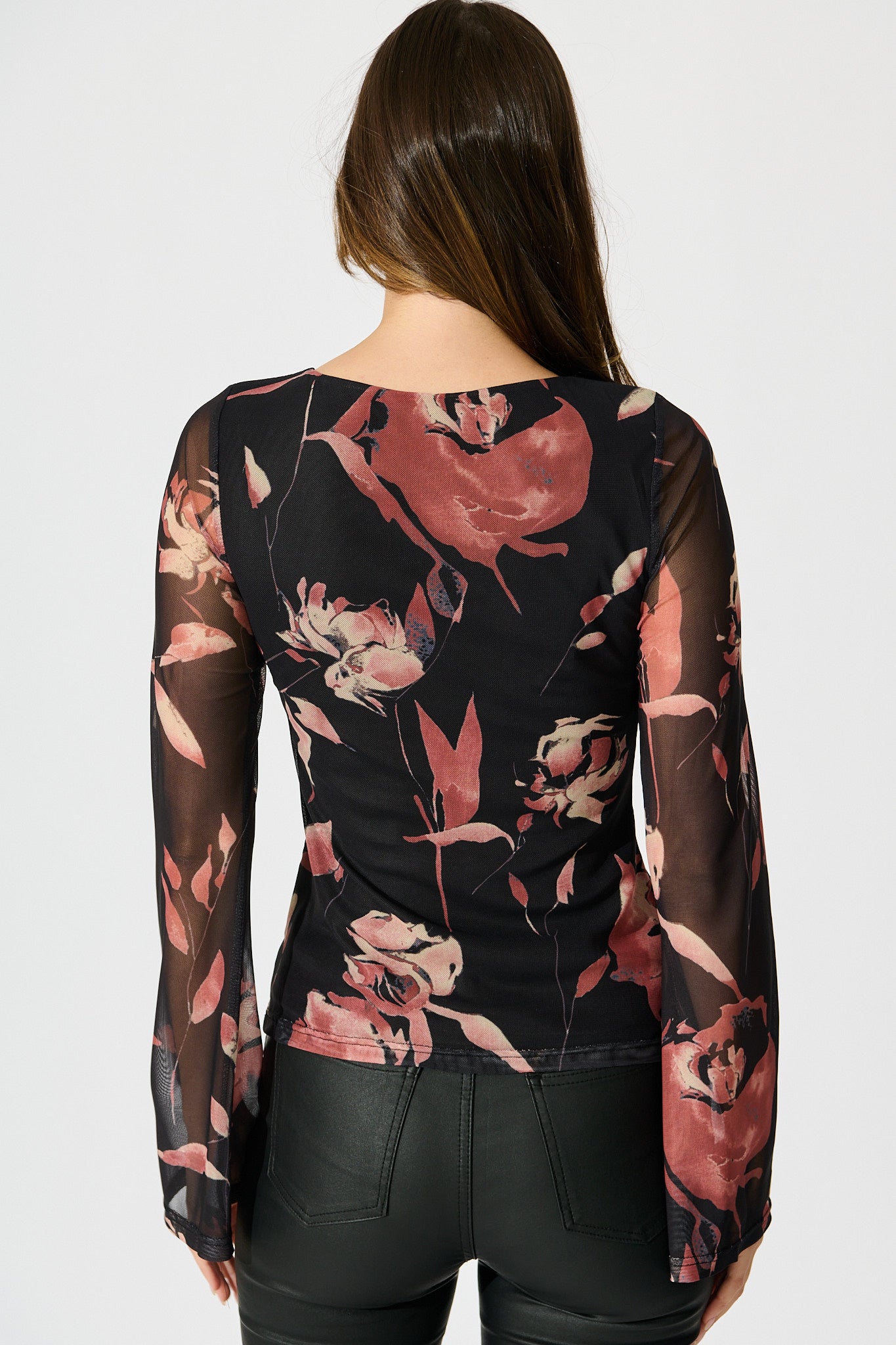Lily Of Love Mesh Top in Black Floral Print