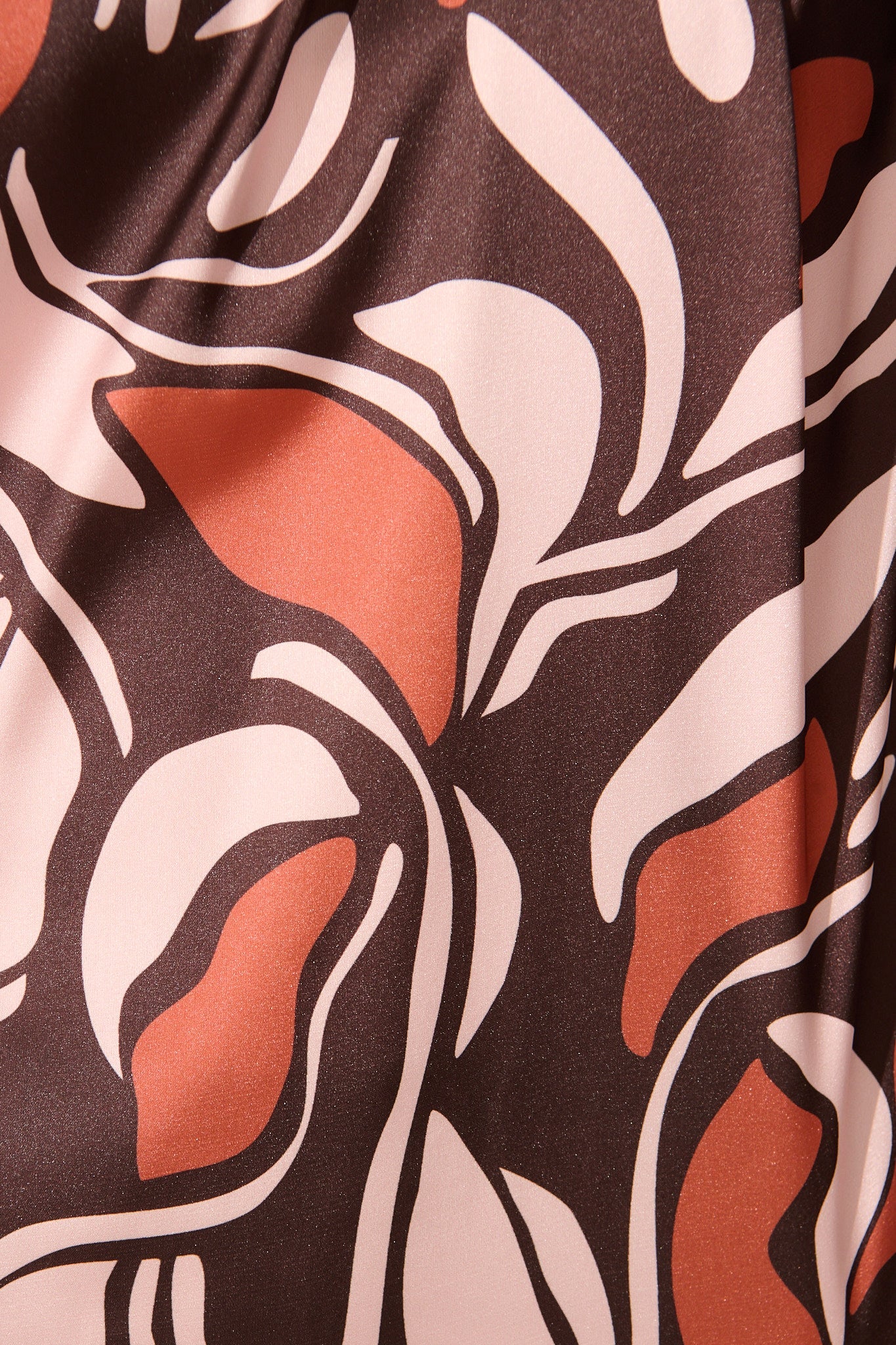 Pure Whisper Top in Multi Brown Print Satin