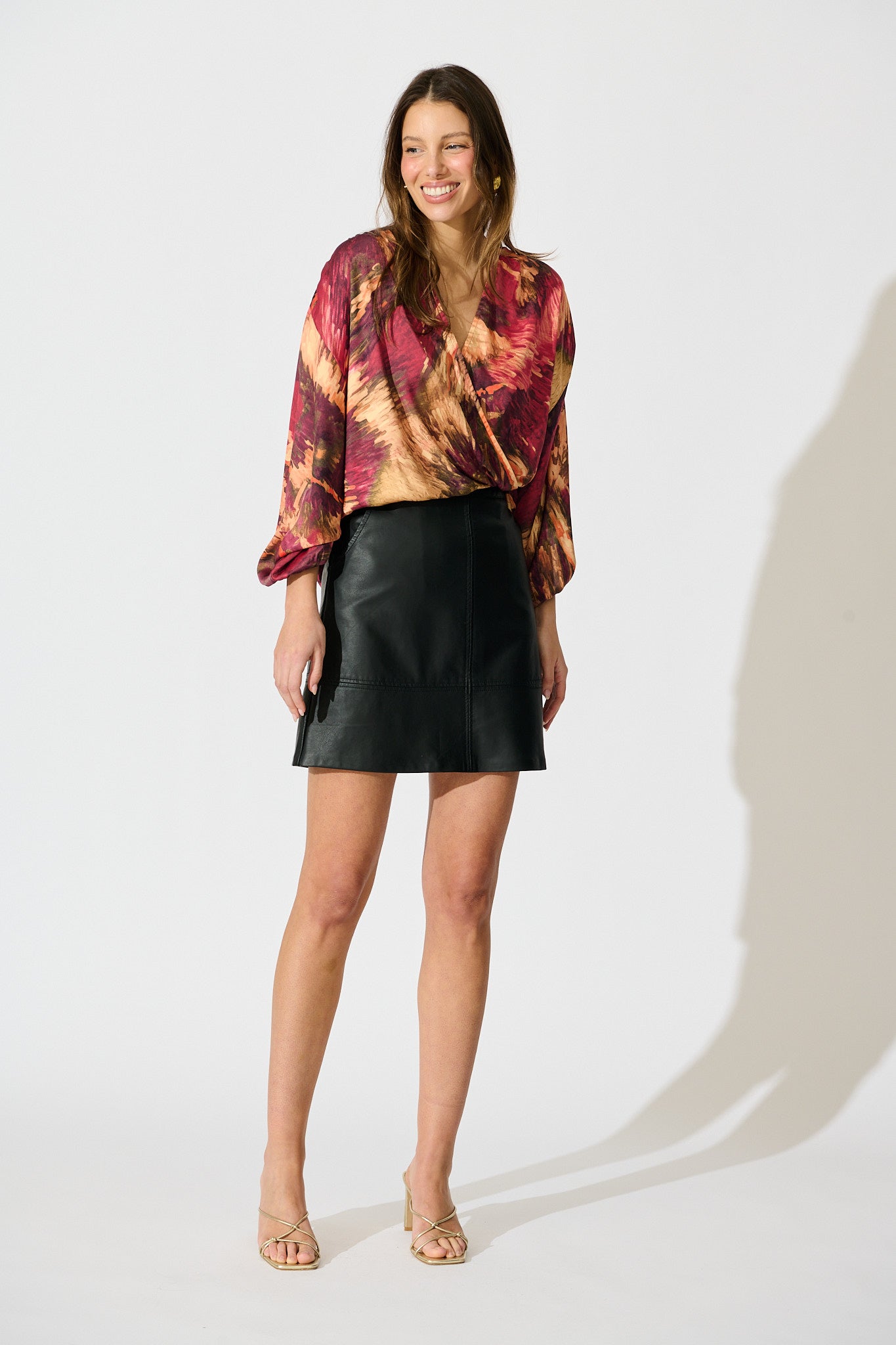 Solita Top in Multi Watercolour Satin