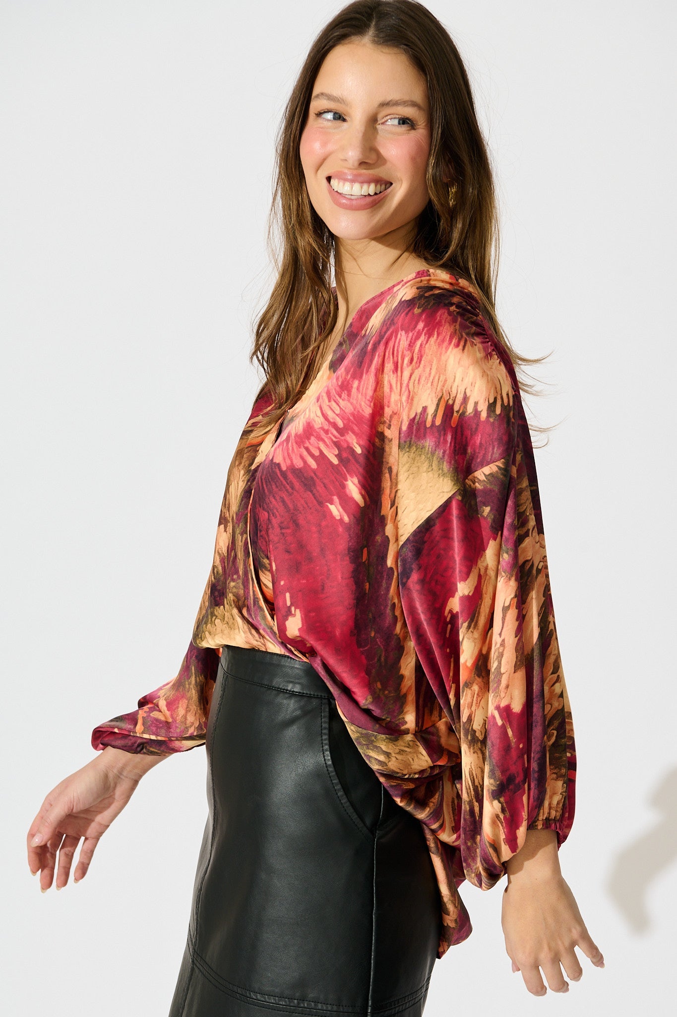 Solita Top in Multi Watercolour Satin