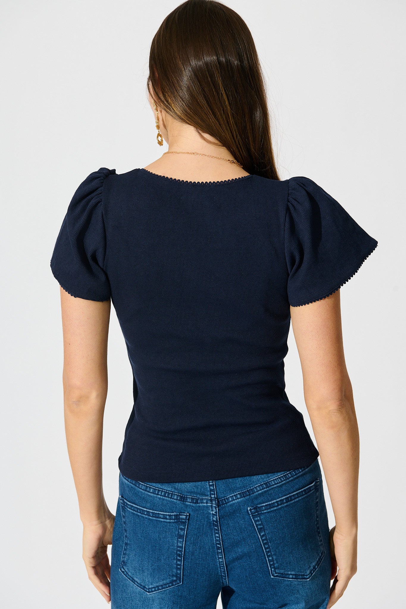 Marsha Top in Navy Cotton
