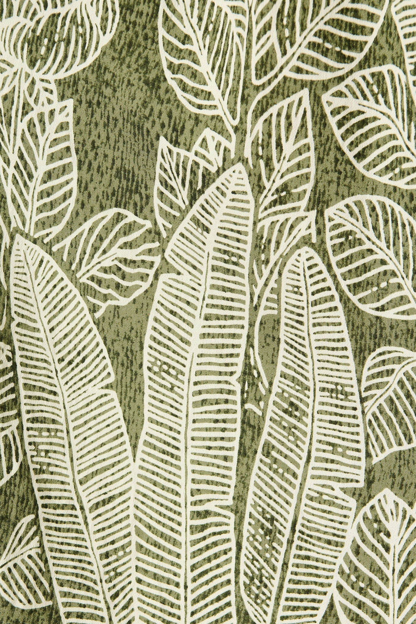 La Palma Maxi Shirt Dress in Green Leaf Border Print