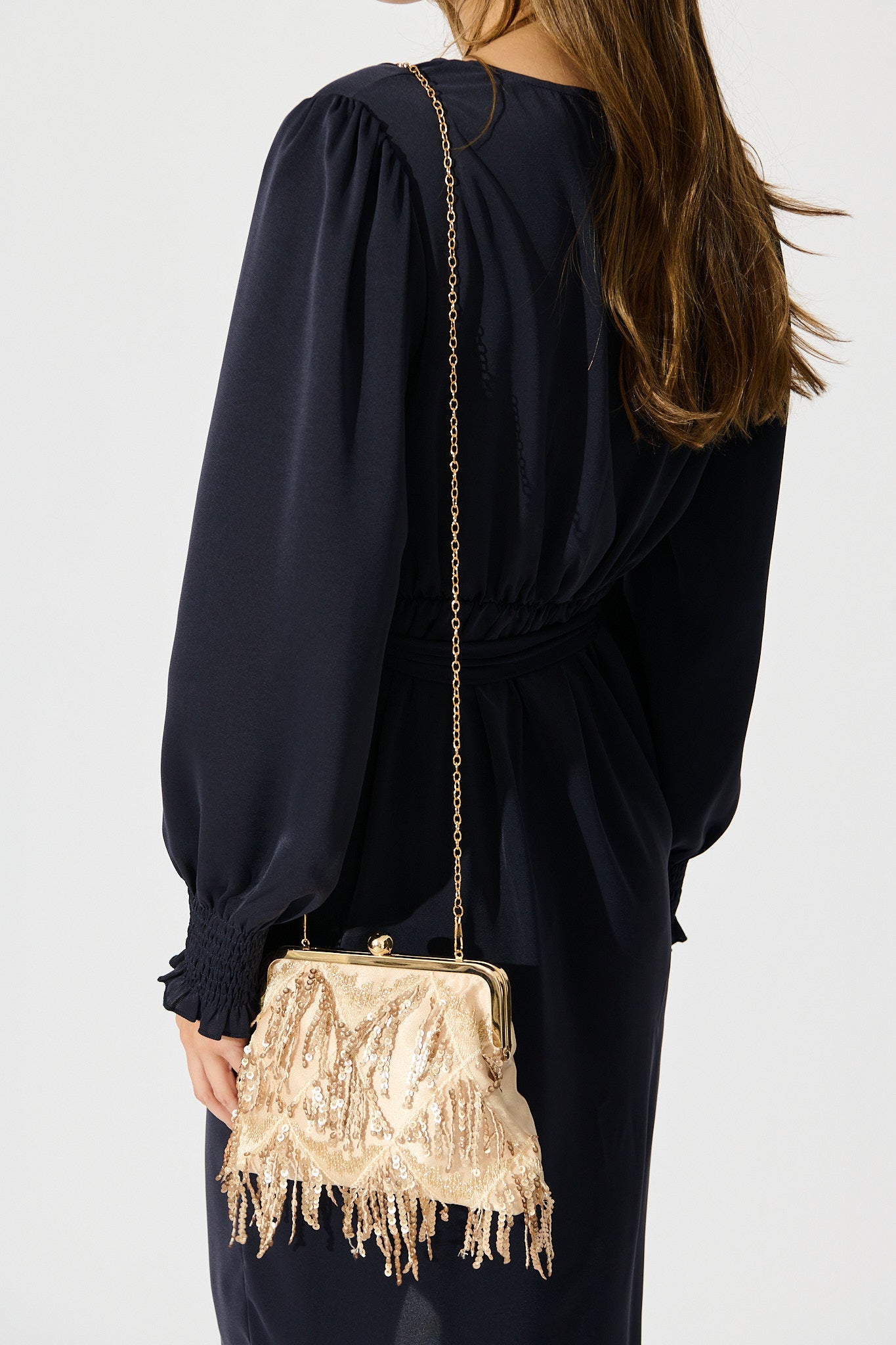 Glamour Clutch Bag in Rose Gold Sequin