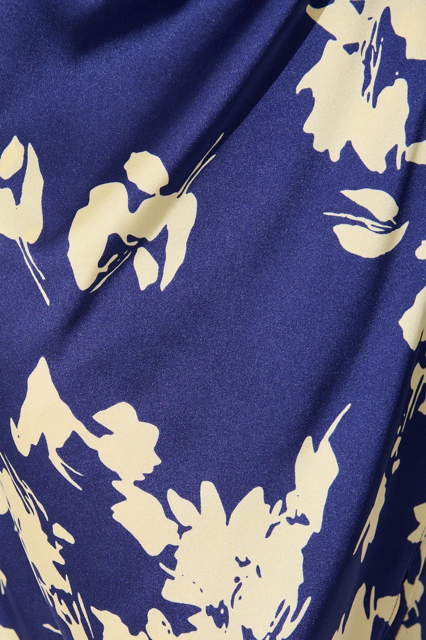 Kalisha Midi Dress in Blue with White Floral Satin