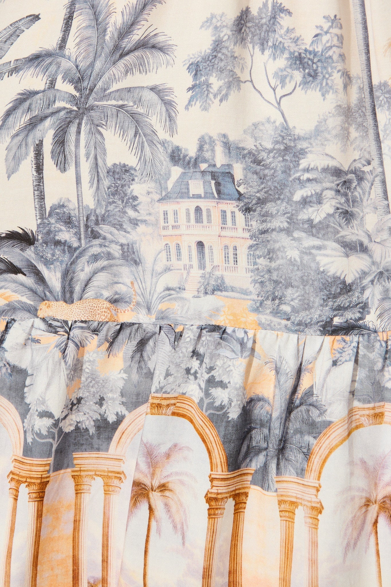 Emelyn Smock Dress in Blush Palm Tree Print