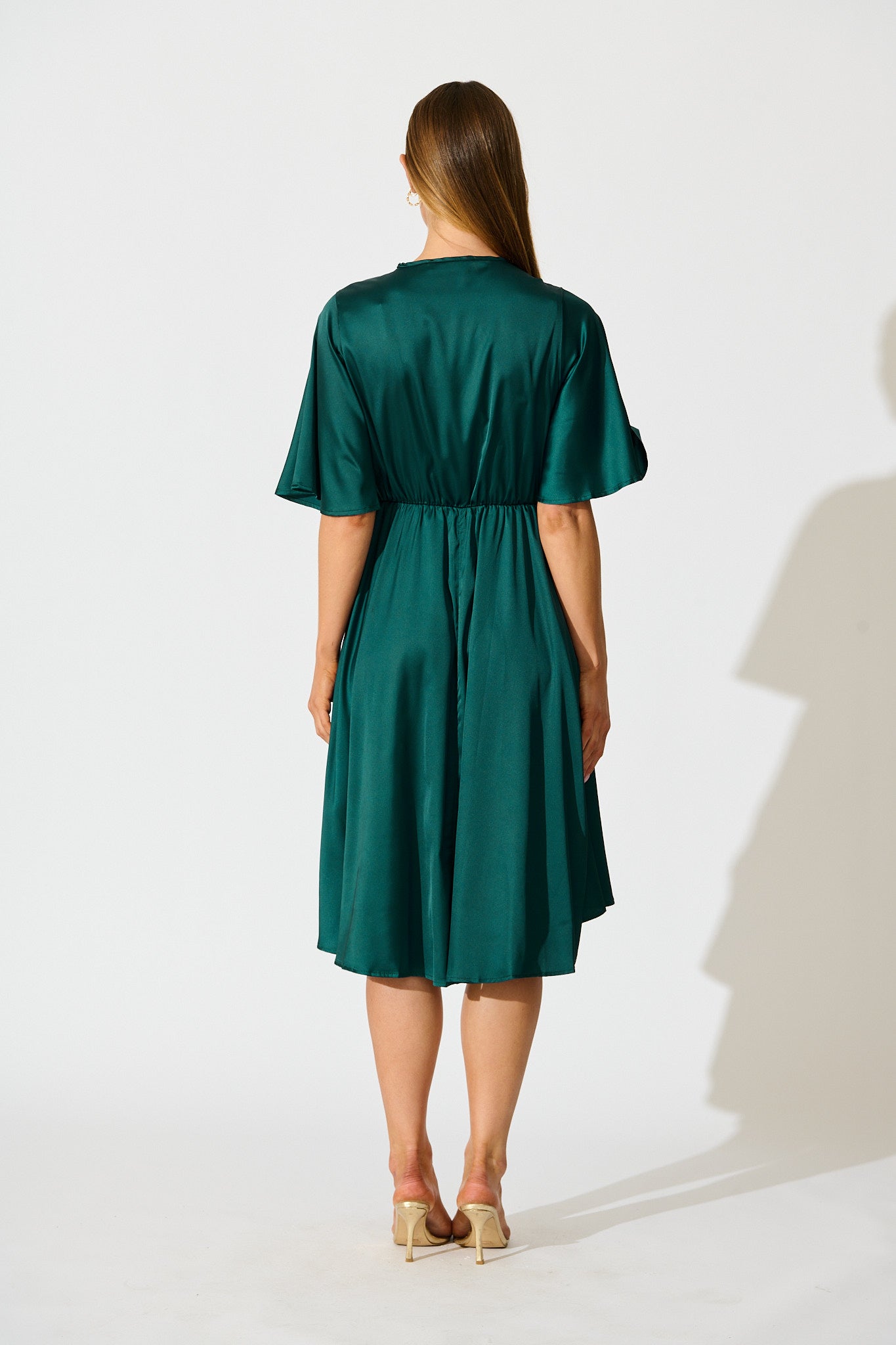Helsinki Dress In Emerald Green Satin
