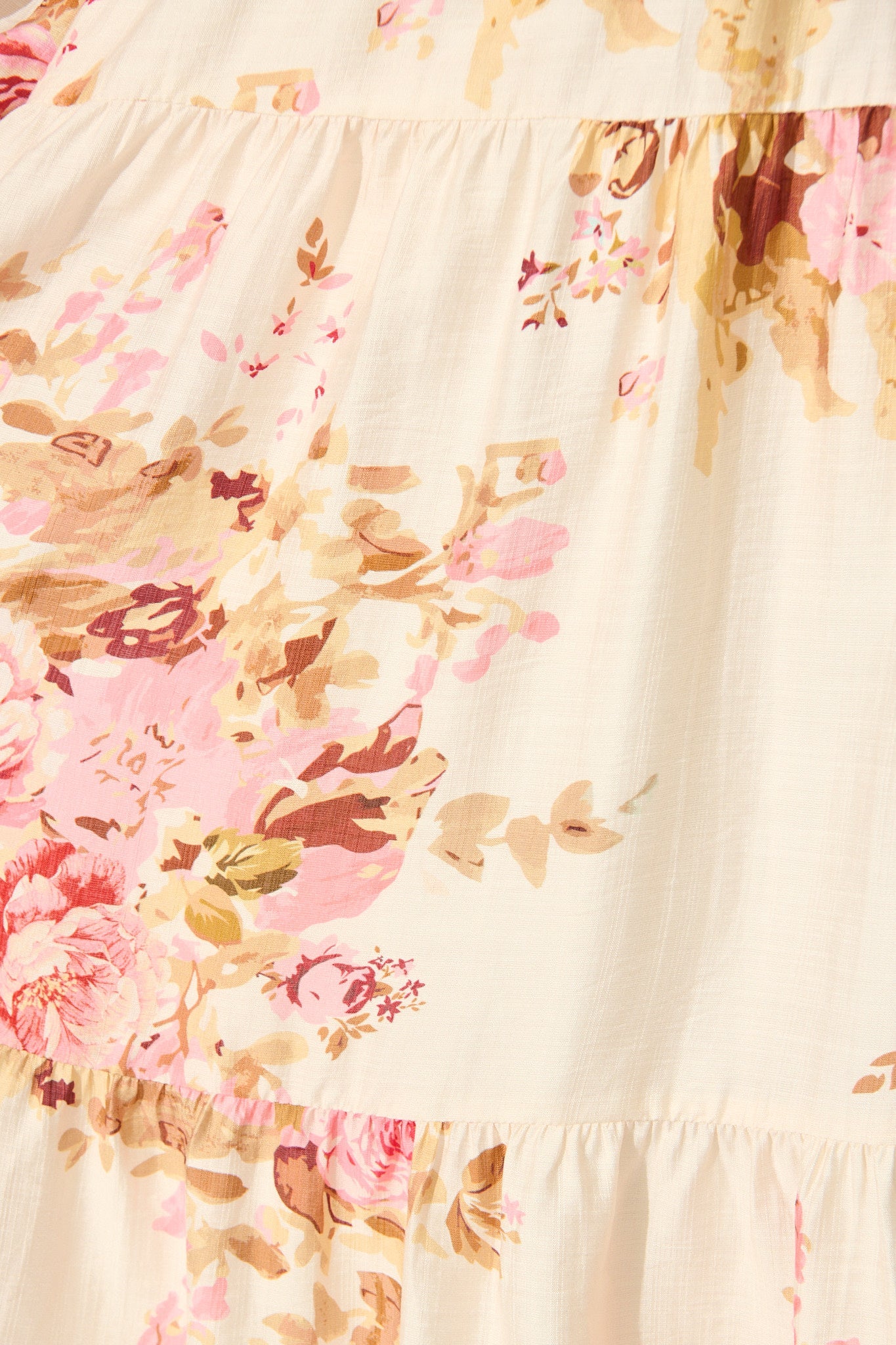 Primavera Midi Dress in Cream with Pink Floral