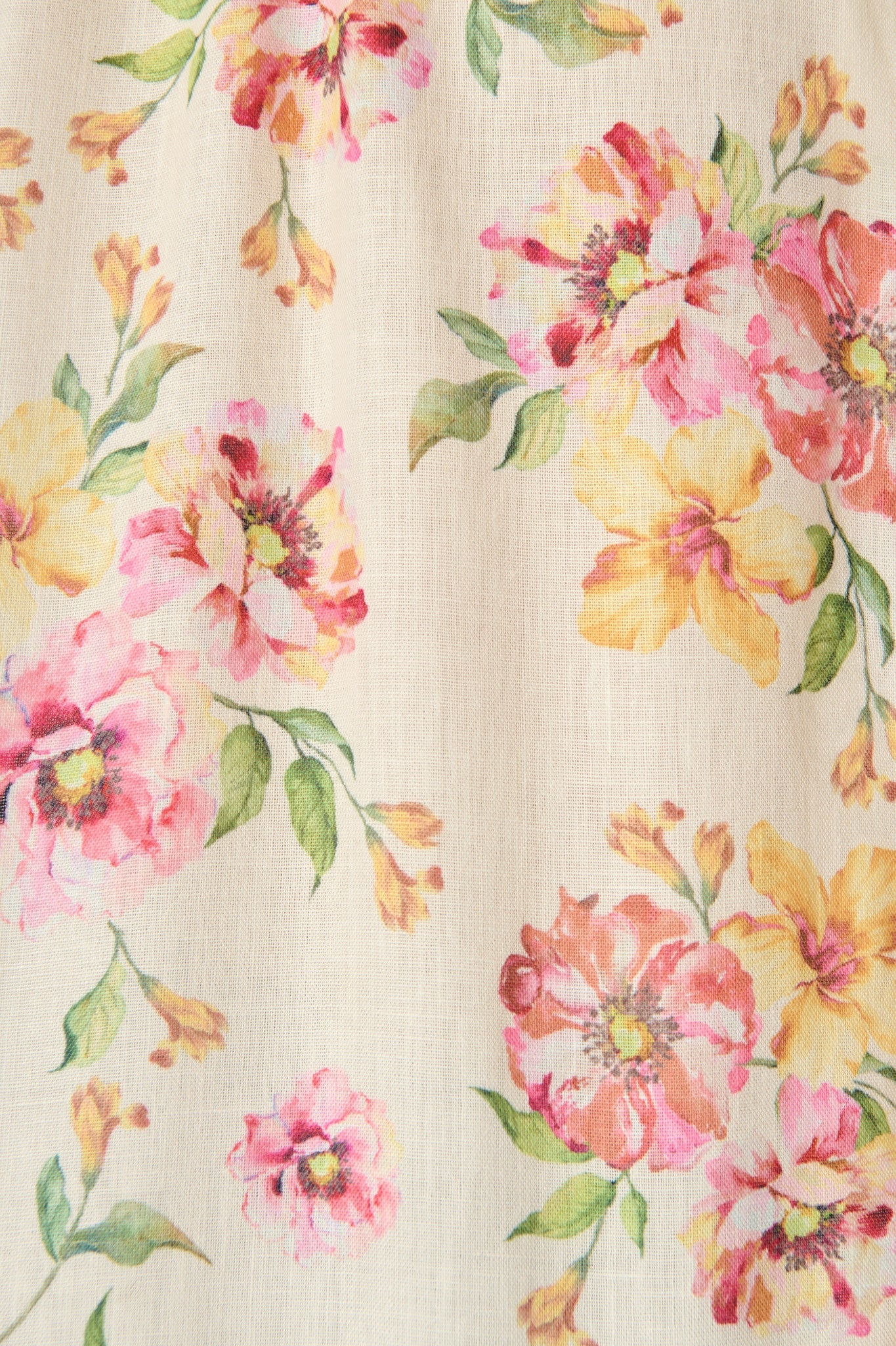 Cascades Top in Yellow Floral Linen Blend