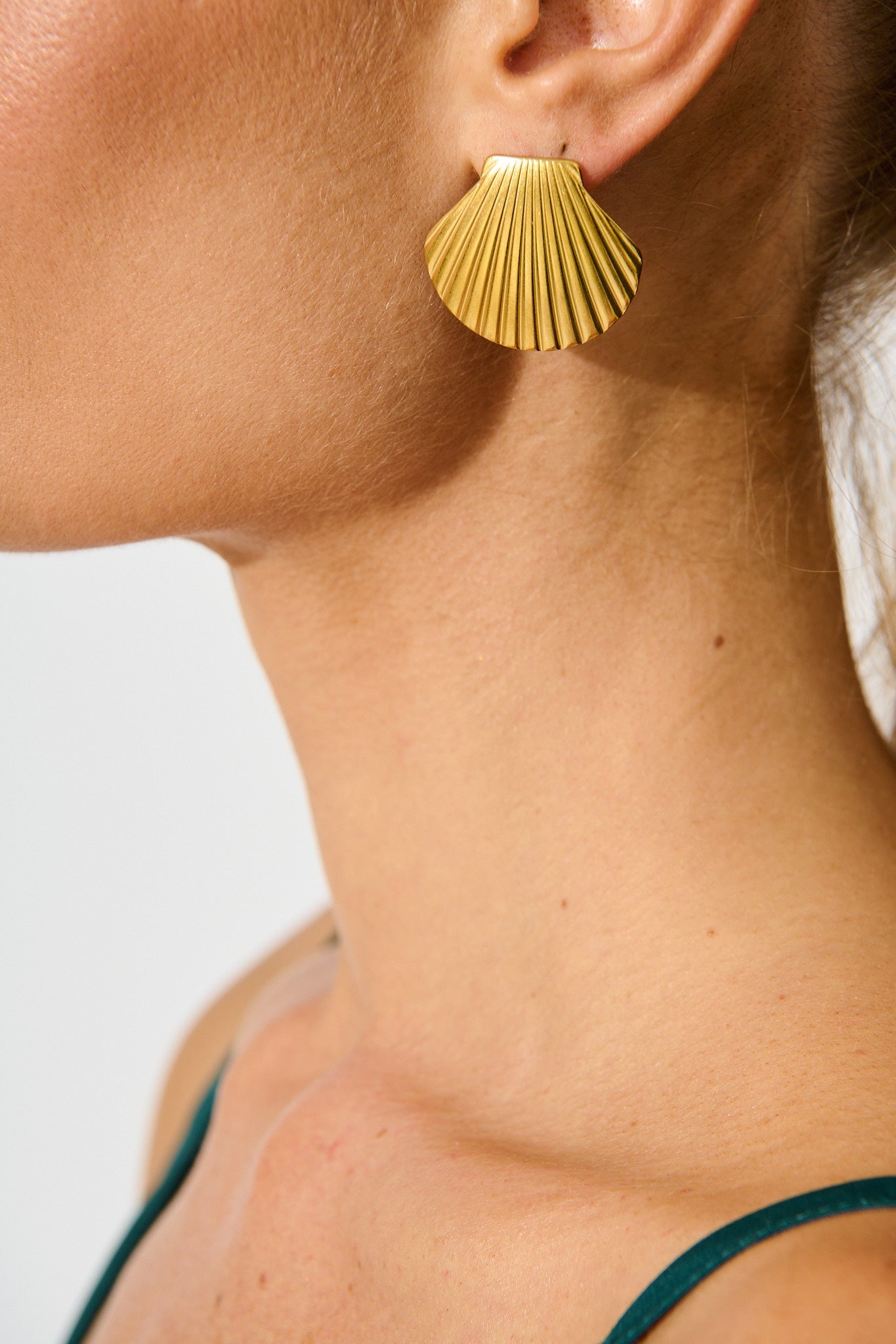 Mykonos Shell Stud Earrings in 18K Gold Plated