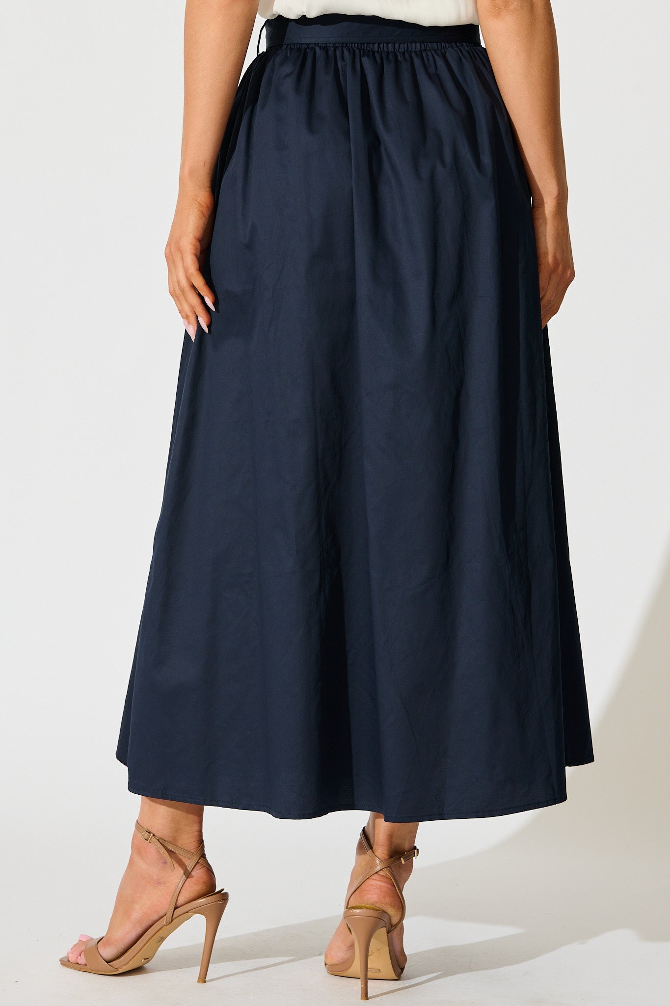 Tyra Maxi Skirt in Navy Cotton